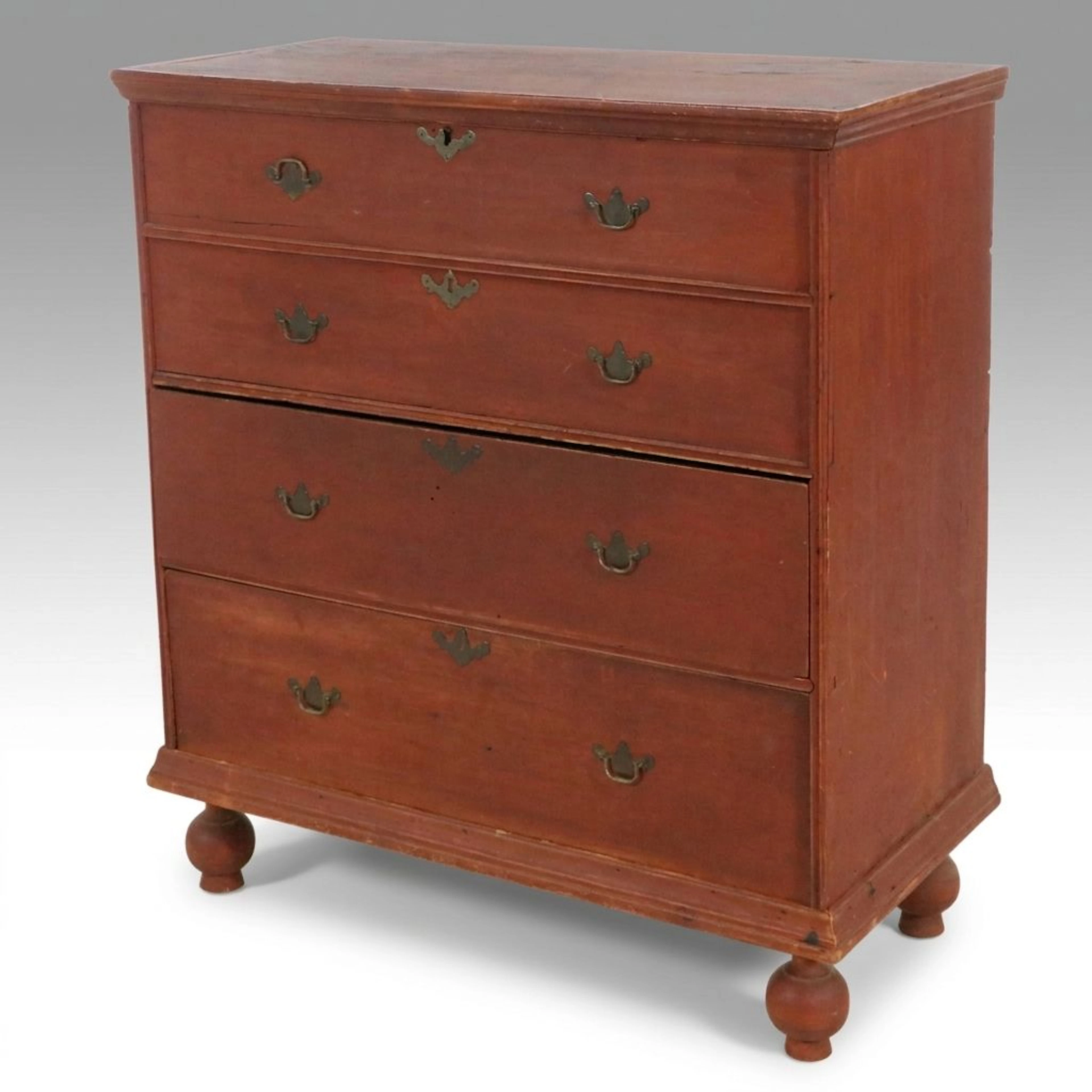American Primitive Painted Pine Mule Chest, 19th Century
