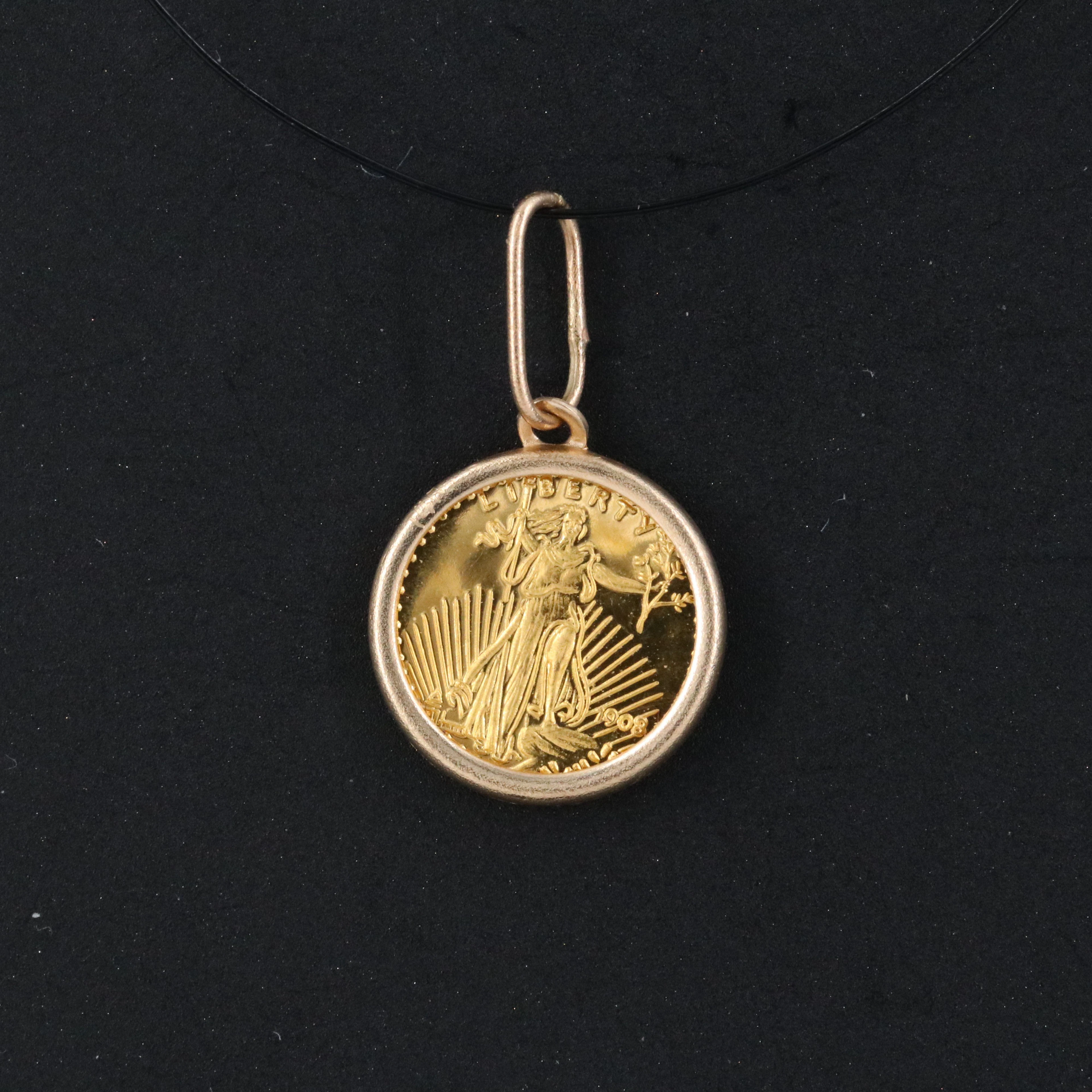 14K Pendant with 24K Saint-Gaudens Replica $20 Coin
