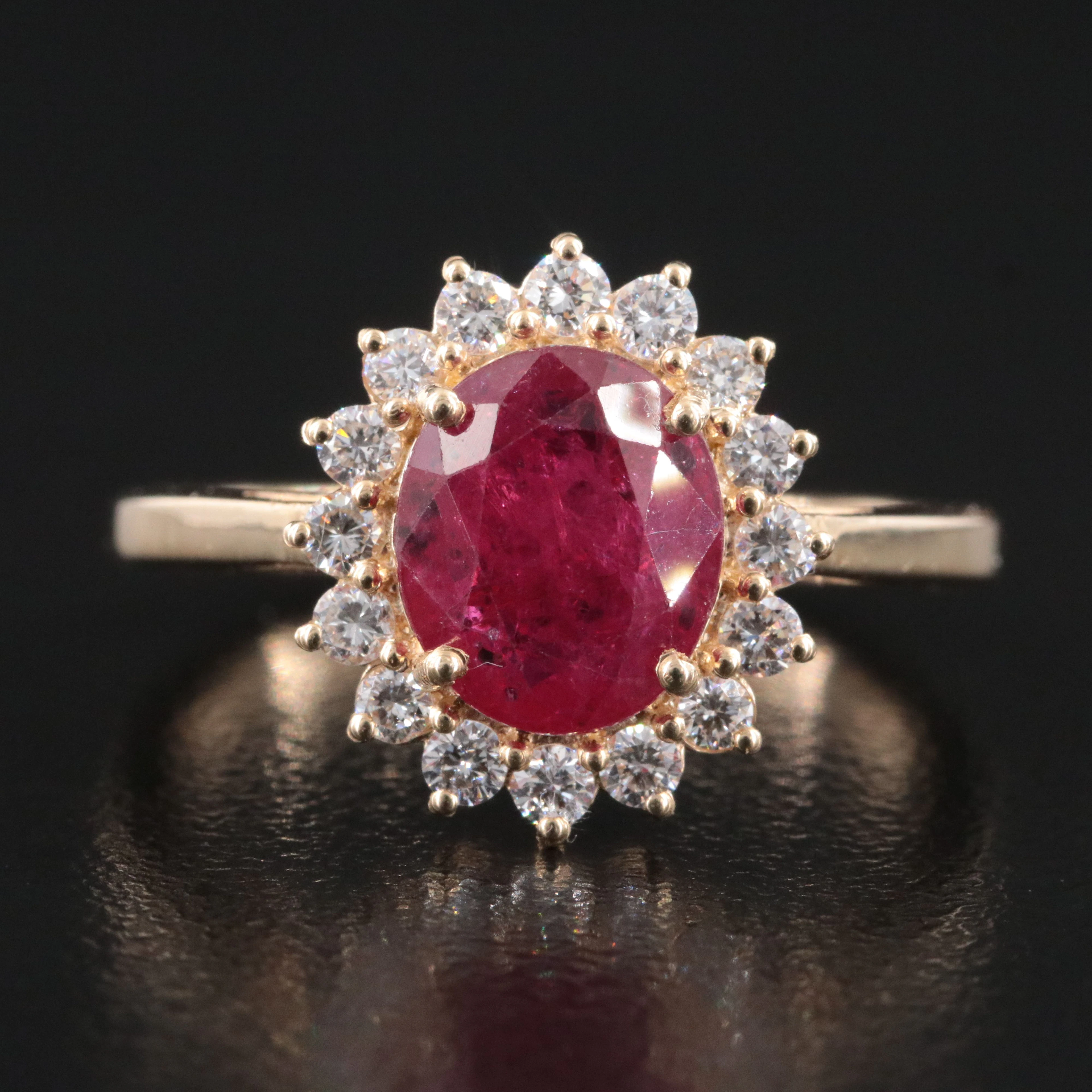 14K 2.03 CT Unheated Mozambique Ruby and Diamond Ring with GIA Report