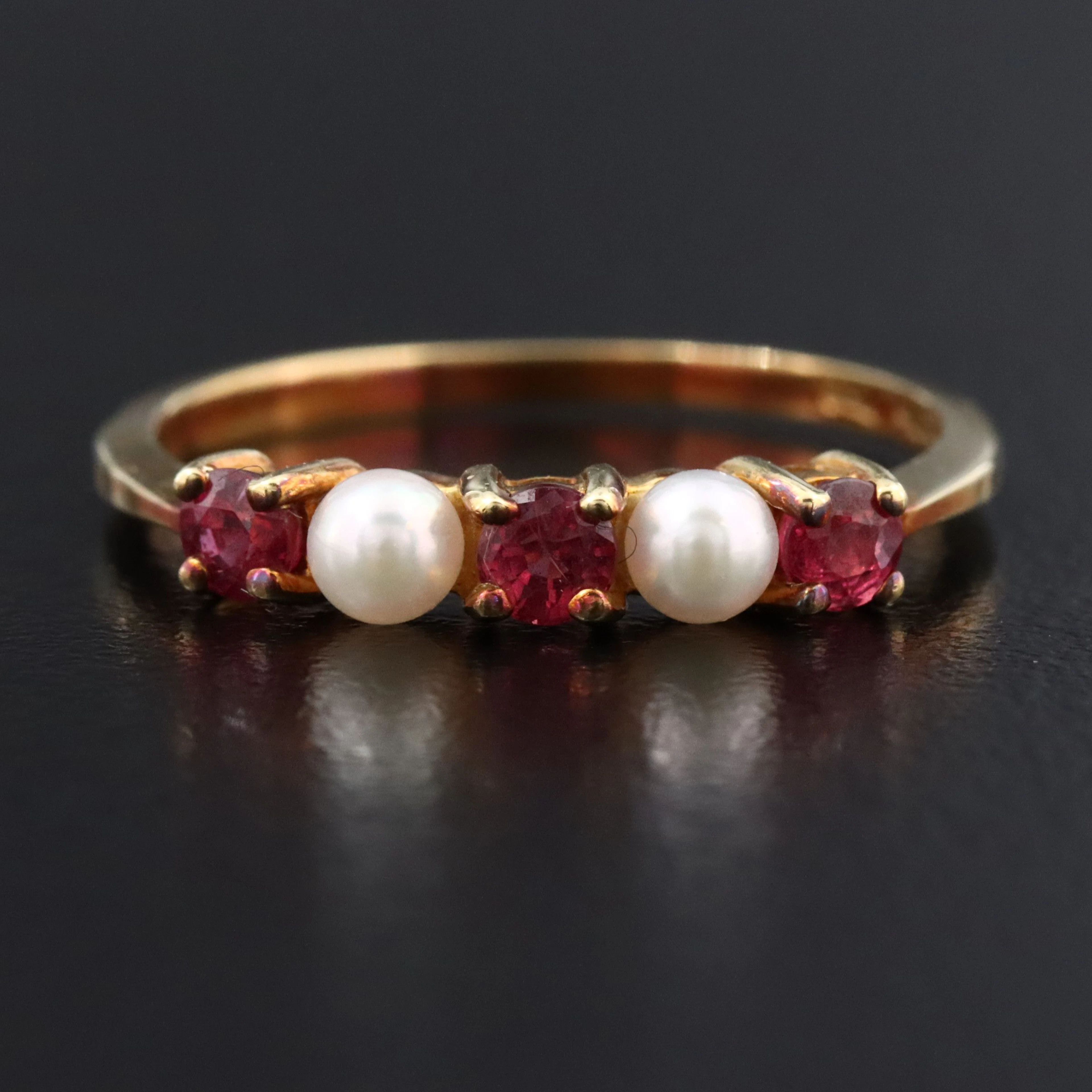 Tiffany & Co. 18K Ruby and Pearl Stackable Ring