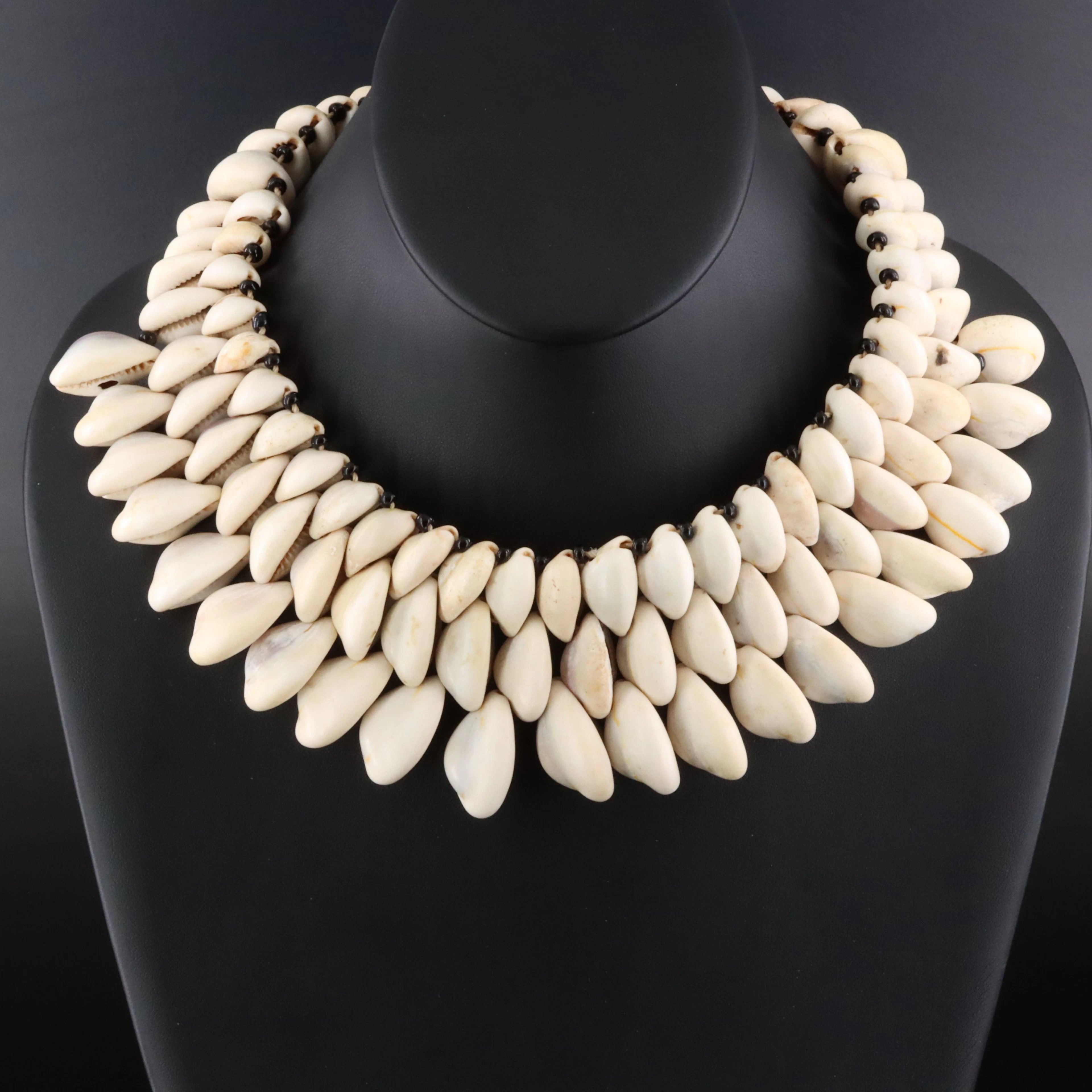 Cowrie Shell Collar Necklace Attributed to "Beads of Paradise" in New York