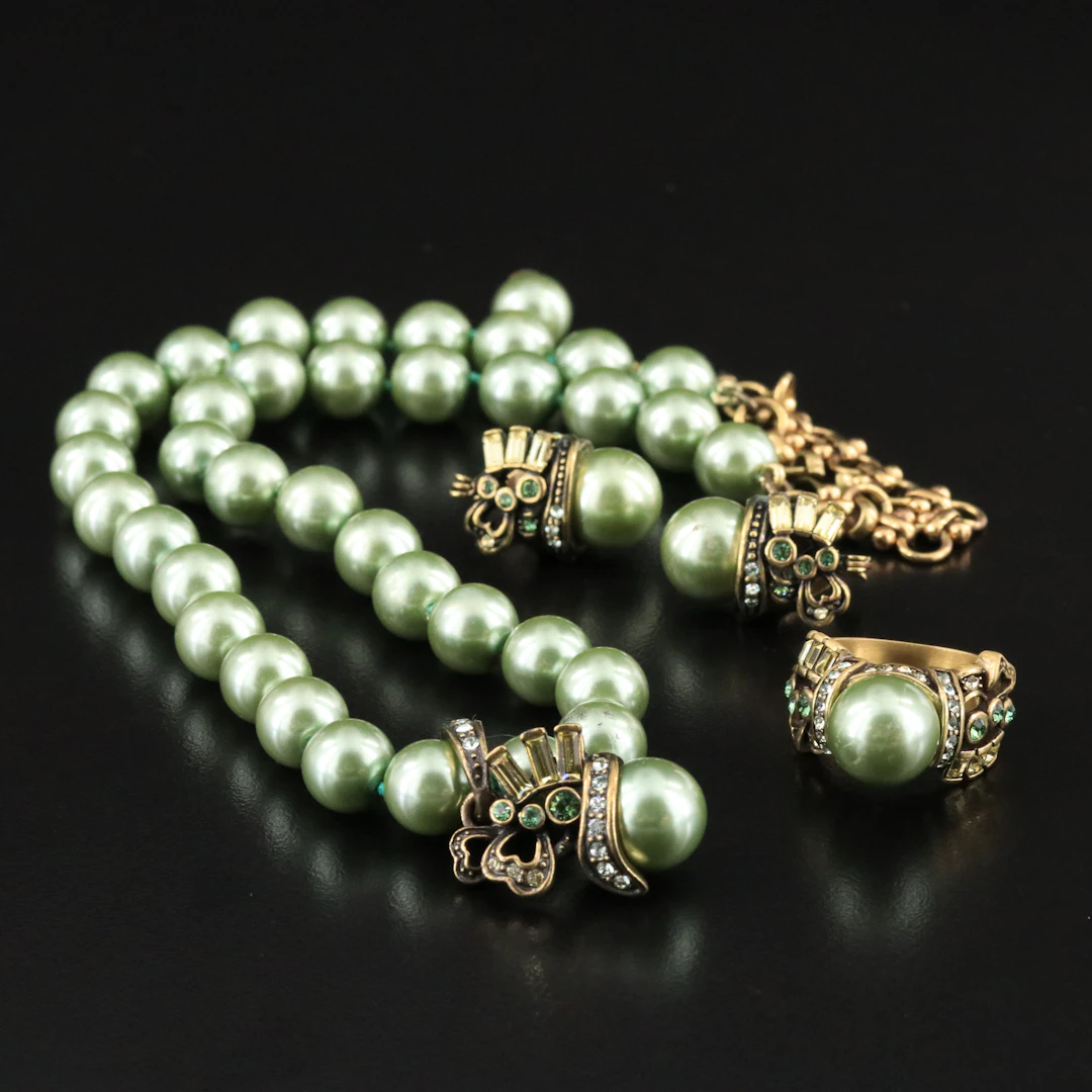 Heidi Daus Faux Pearl and Crystal Jewelry Set