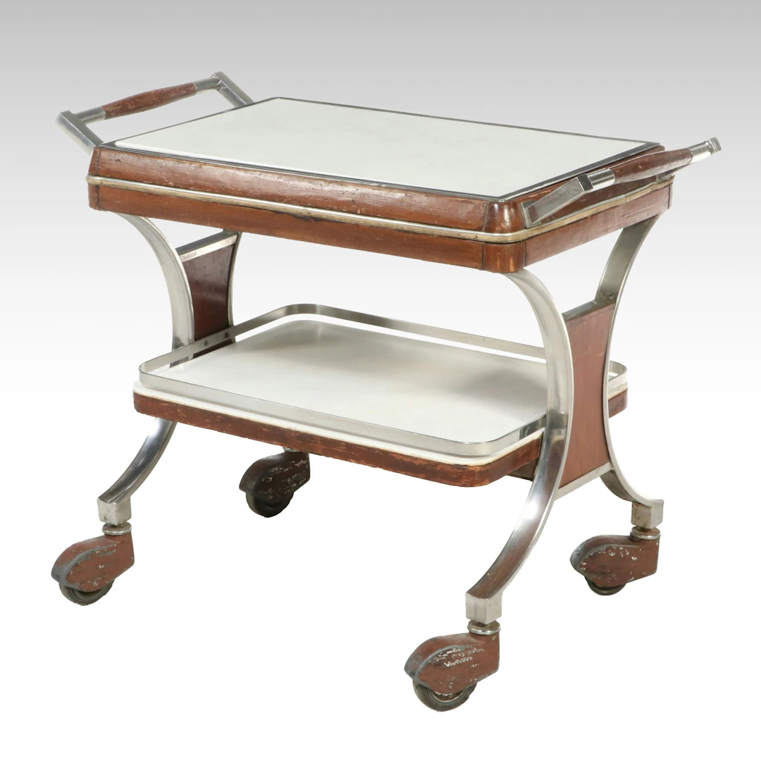 Art Deco Style Serving Cart, Mid to Late 20th Century