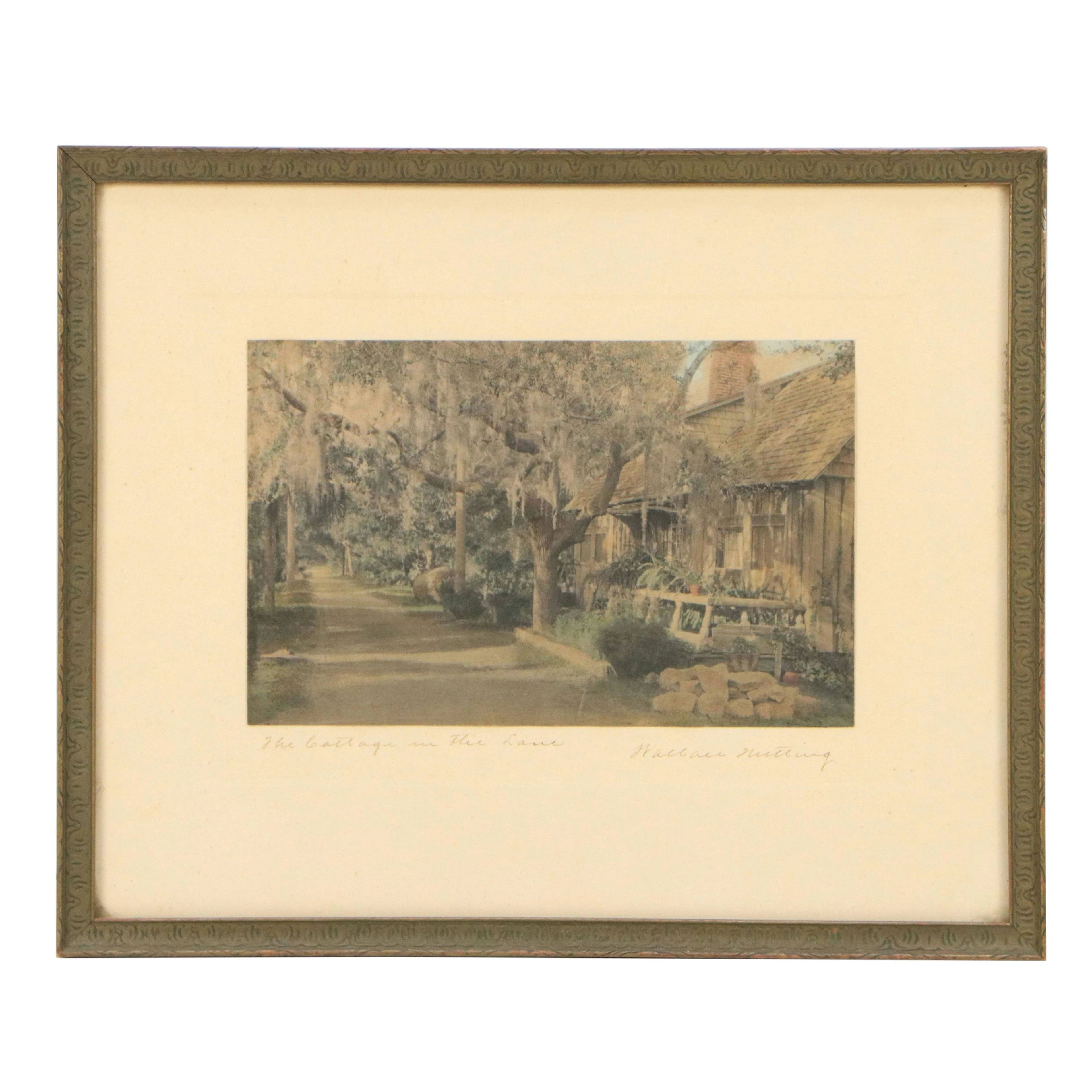 Wallace Nutting Hand-Colored Platinum Photograph "The Cottage on the Lane"
