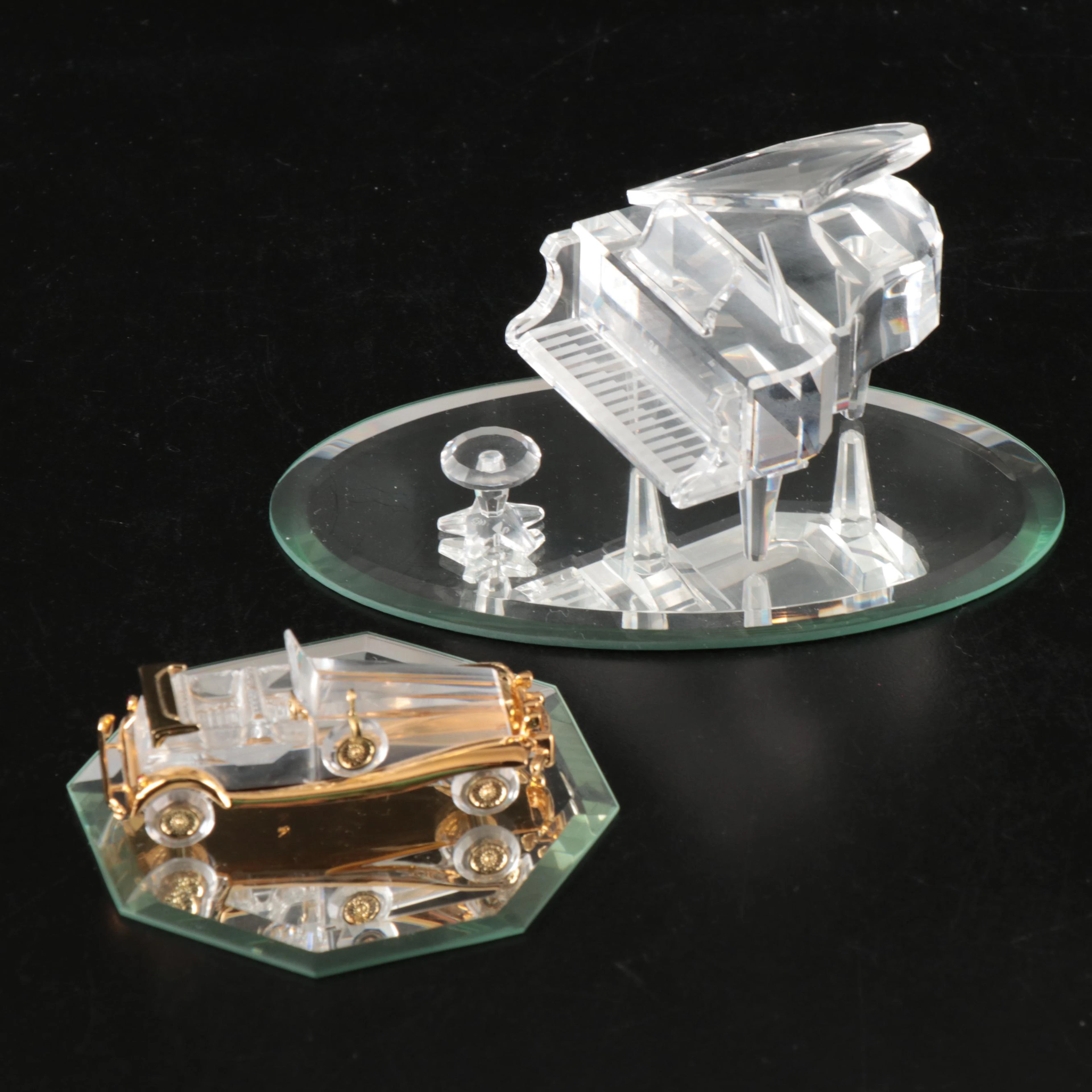 Swarovski Oldtimer Roadster Car and Paino Crystal Figurines