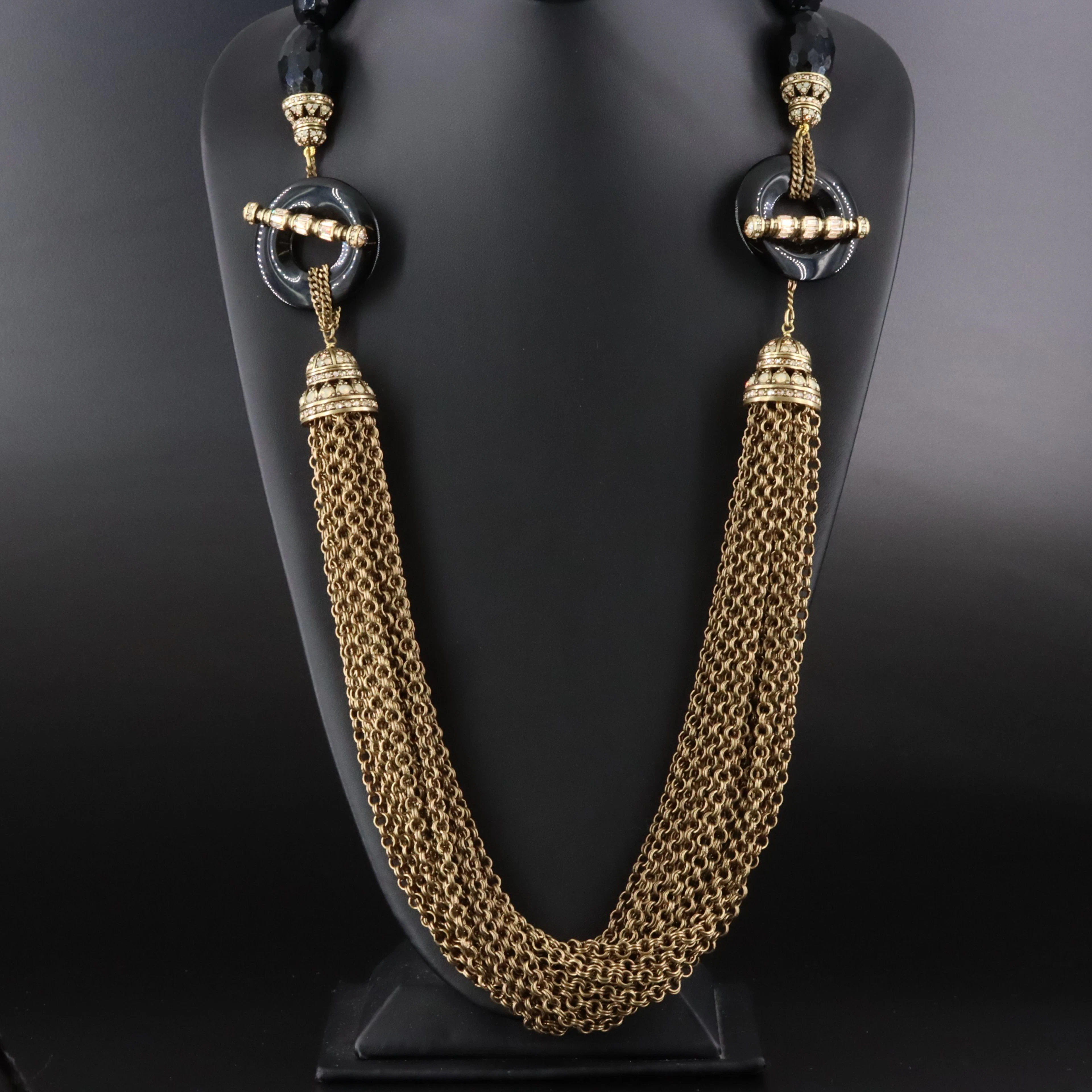 Heidi Daus "Let Me Count the Ways" Black Onyx and Crystal Convertible Necklace