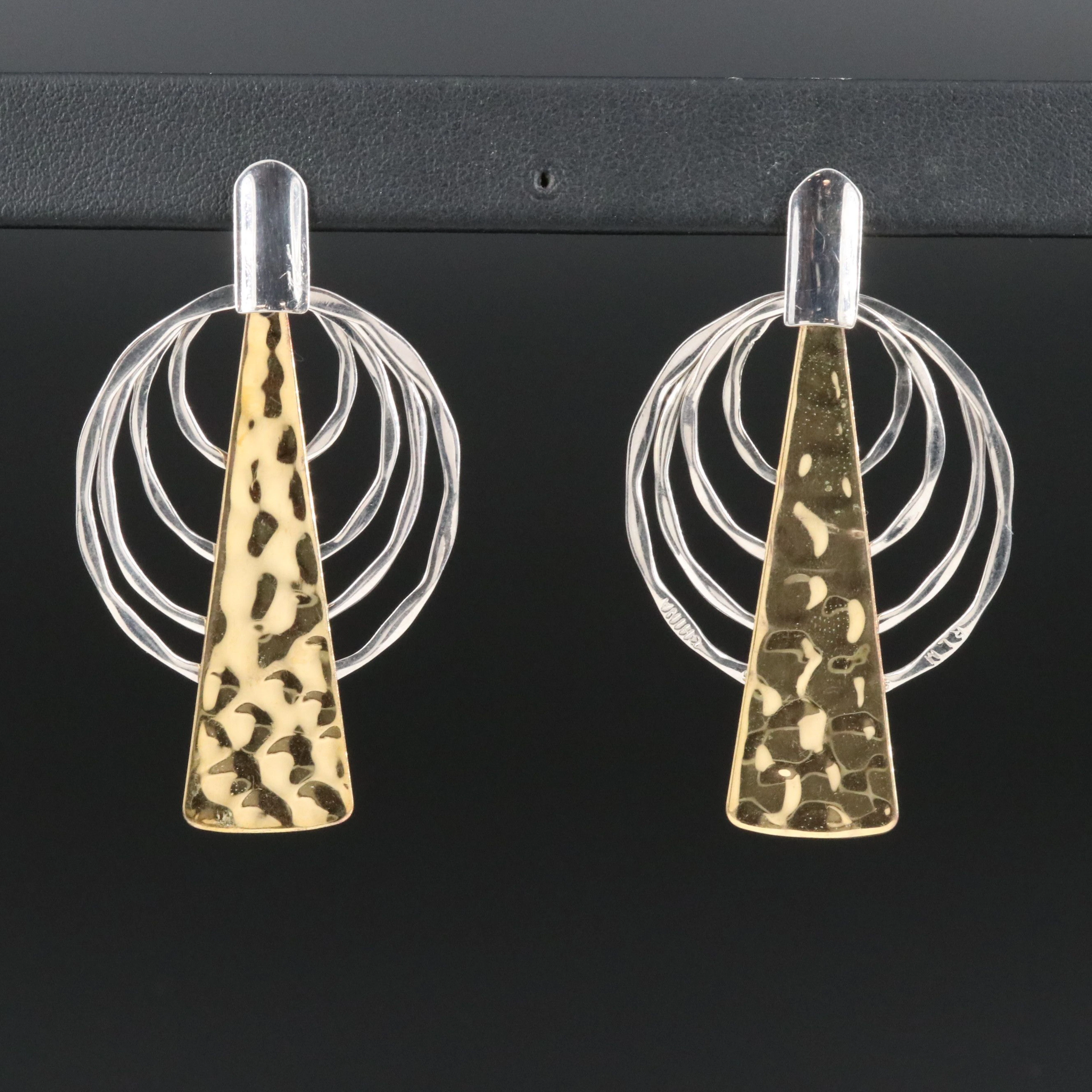 Robert Lee Morris Studio Sterling Two-Tone Stacked Earrings