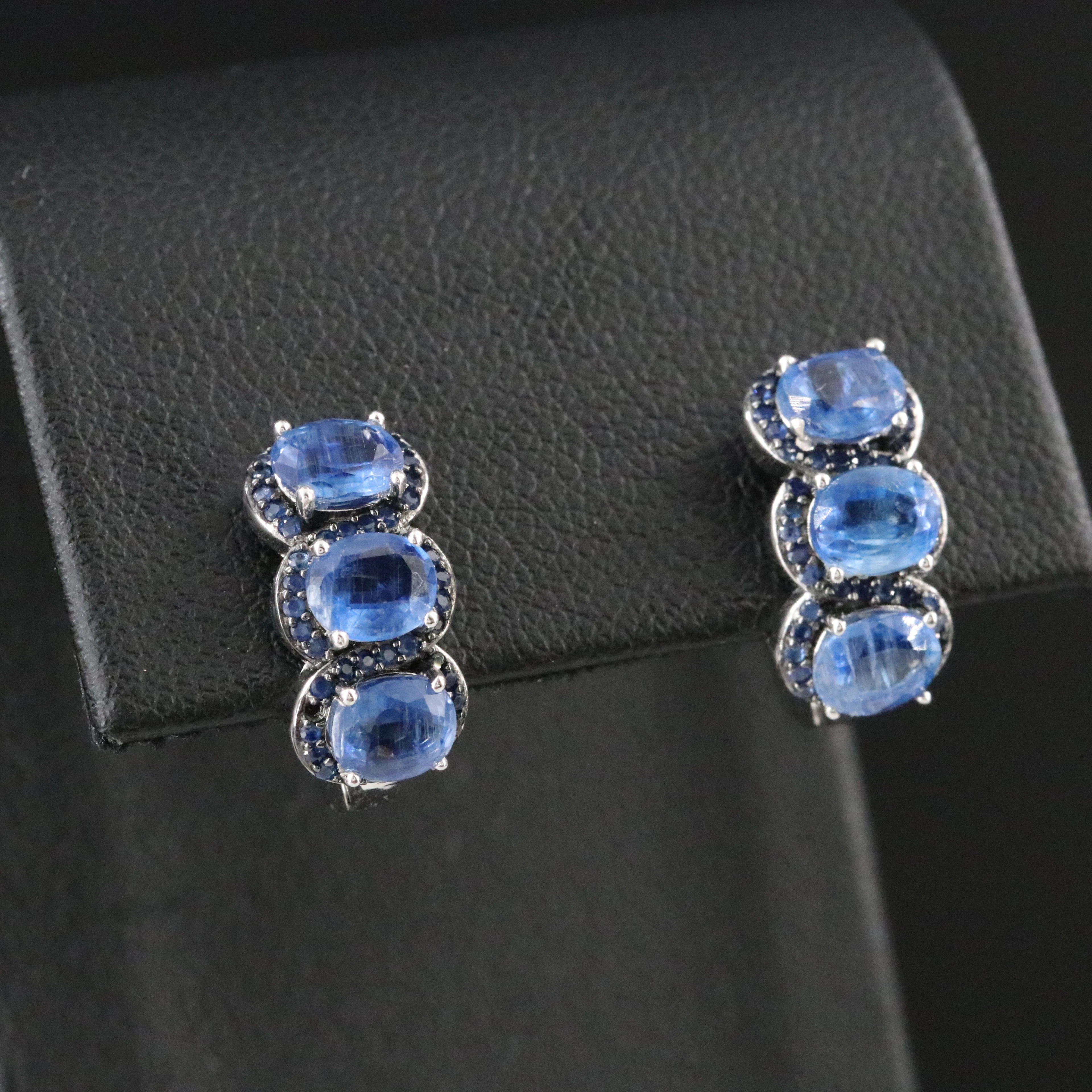 Sterling Kyanite and Sapphire Earrings