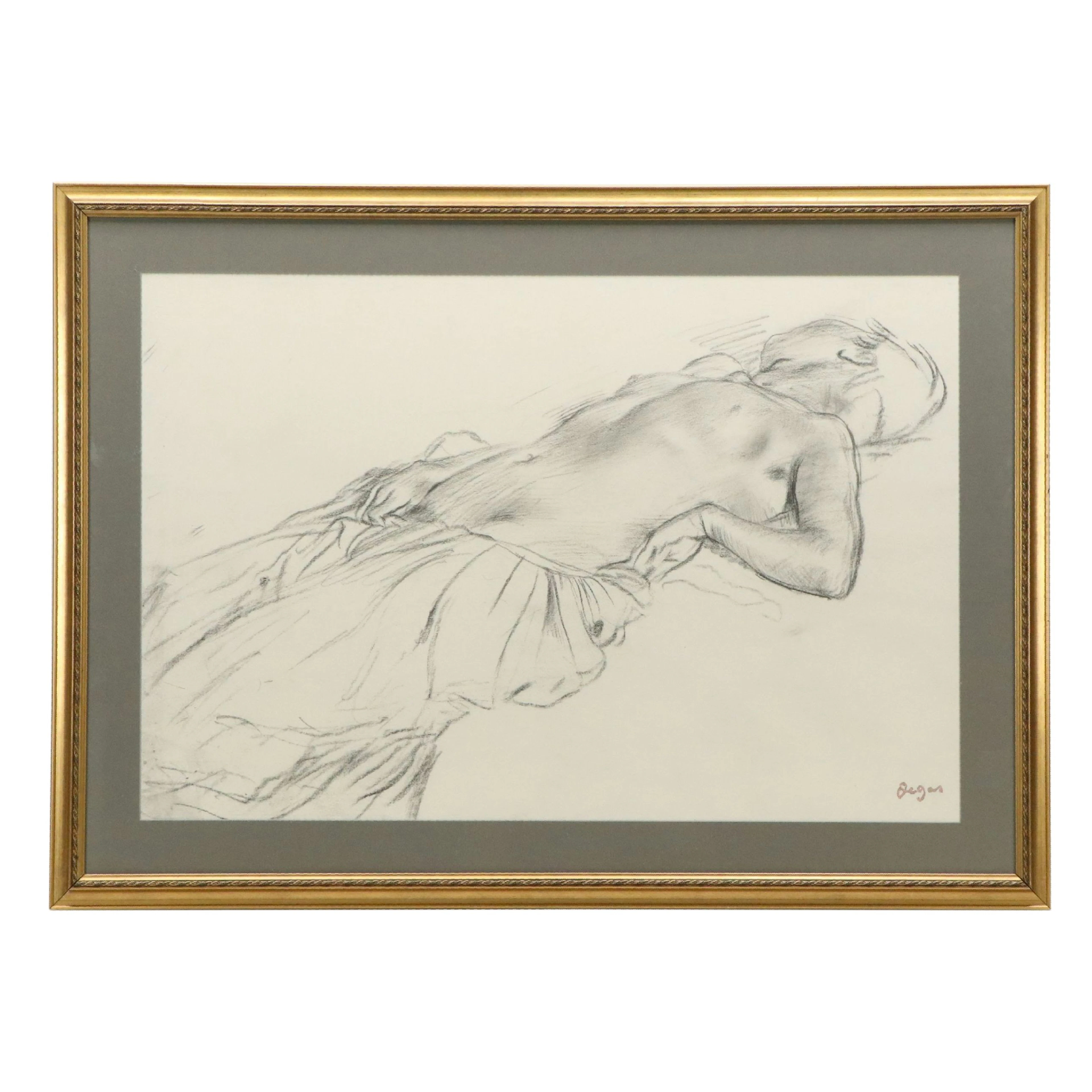 Offset Lithograph After Edgar Degas "Reclining Woman"