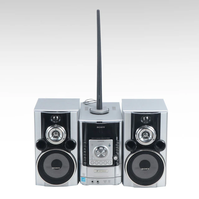 Sony Compact Disc Receiver and Speaker System with Teak AM/FM Tower