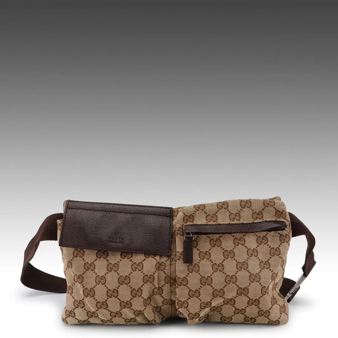 Gucci Double Pocket Belt Bag in GG Jacquard Canvas