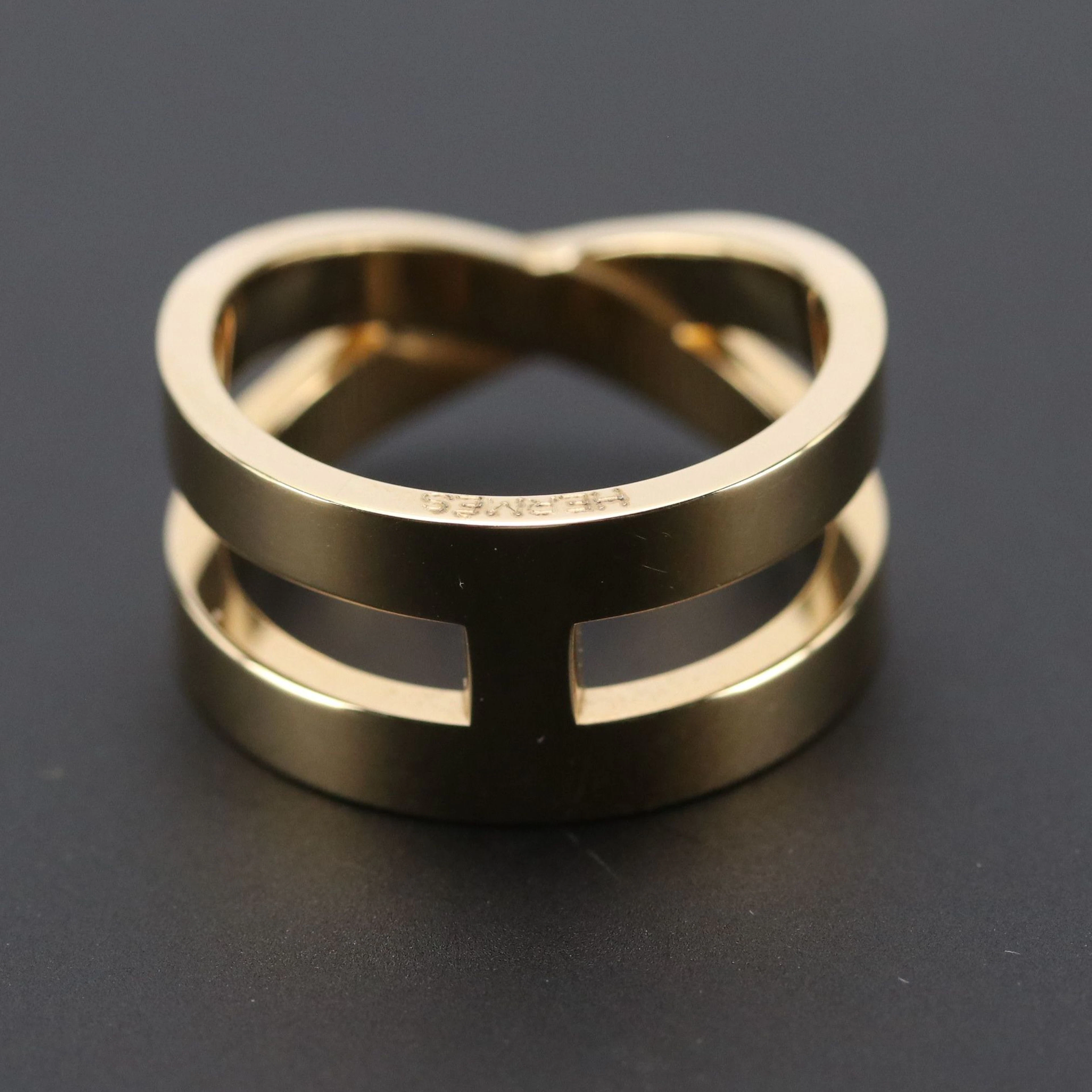 Hermès Bijouterie Fantaisie H Permabrass Scarf Ring with Gift Box
