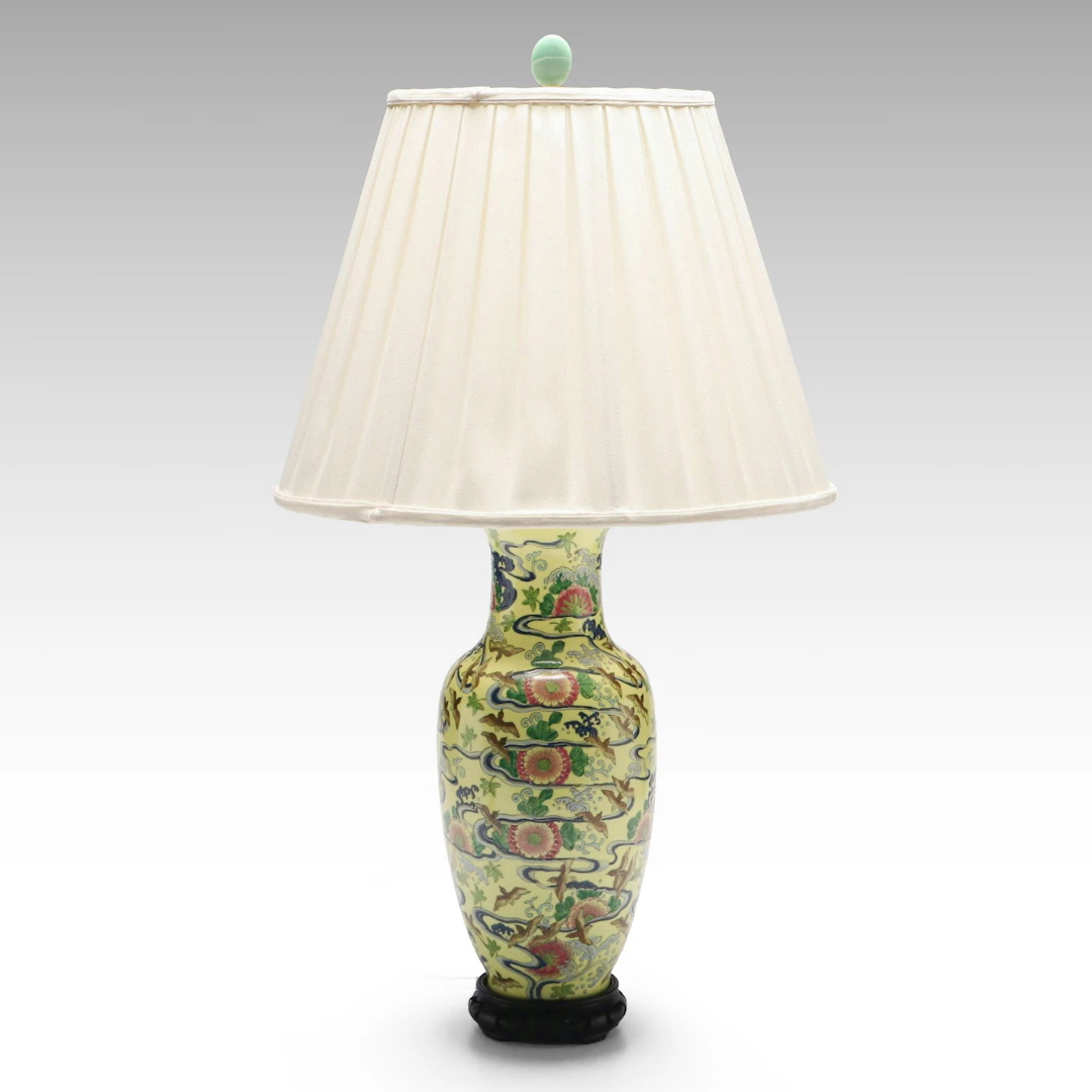 Chinese Porcelain Yellow-Ground Vase Table Lamp