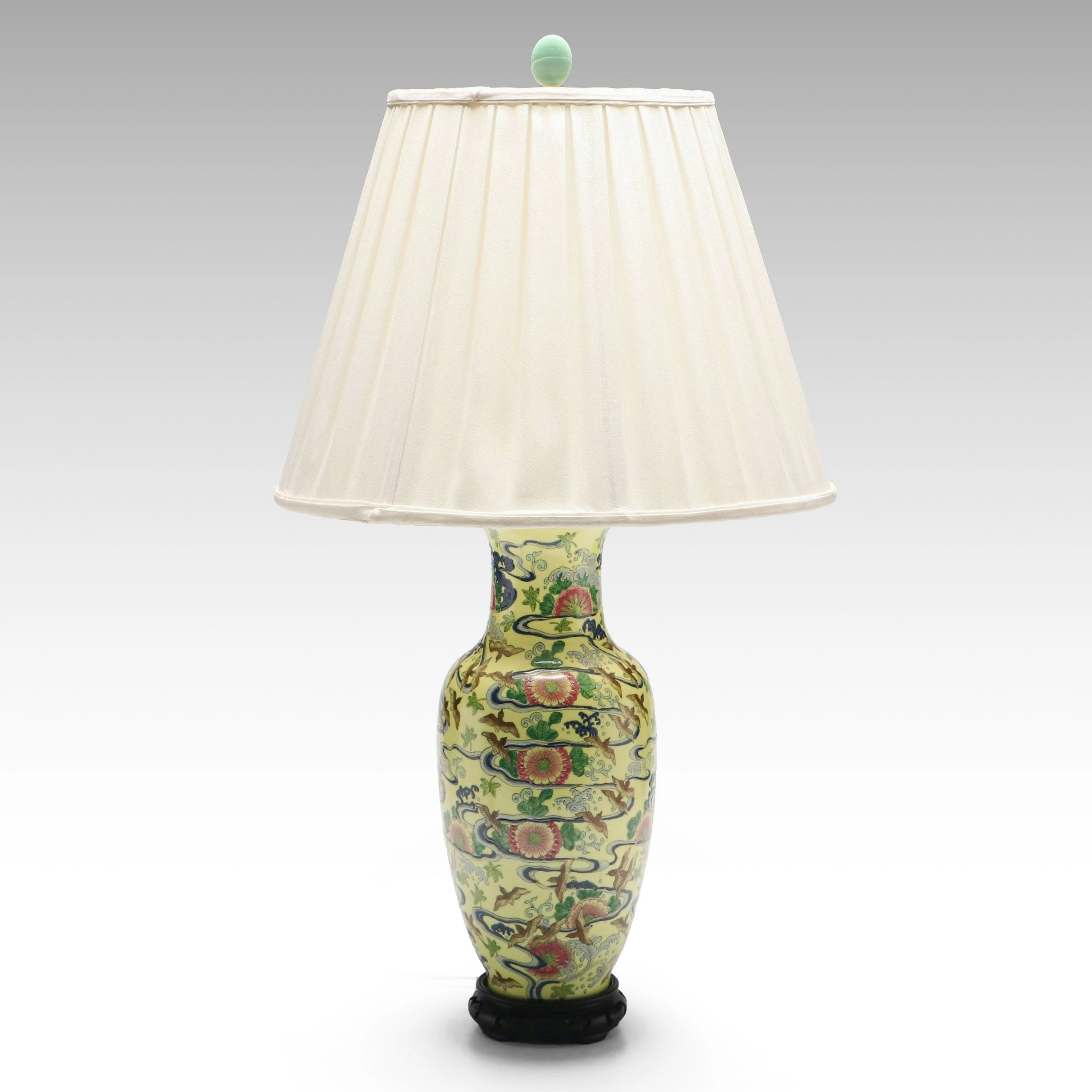 Chinese Porcelain Yellow-Ground Vase Table Lamp