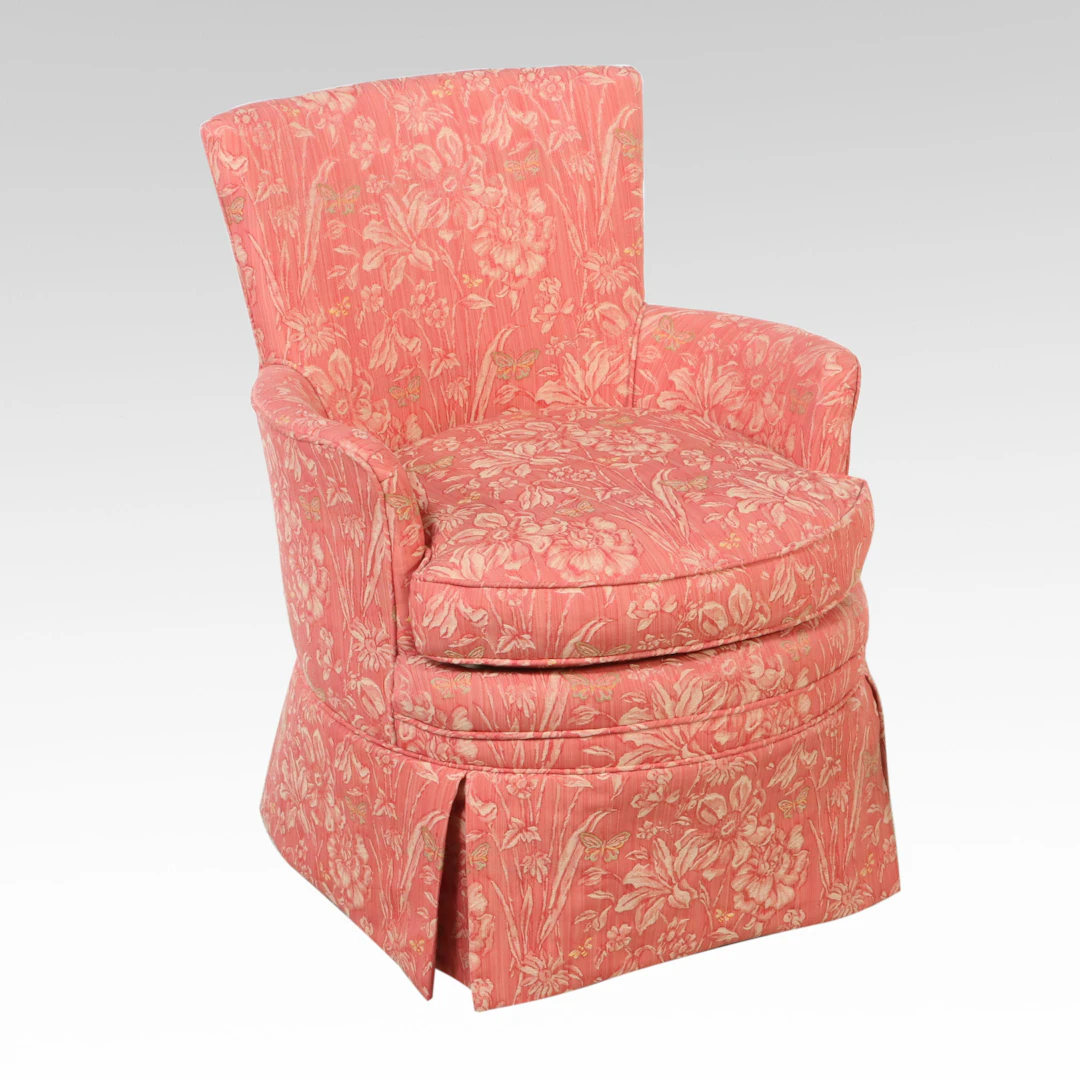 Mahogany and Custom-Upholstered Easy Armchair, 20th Century