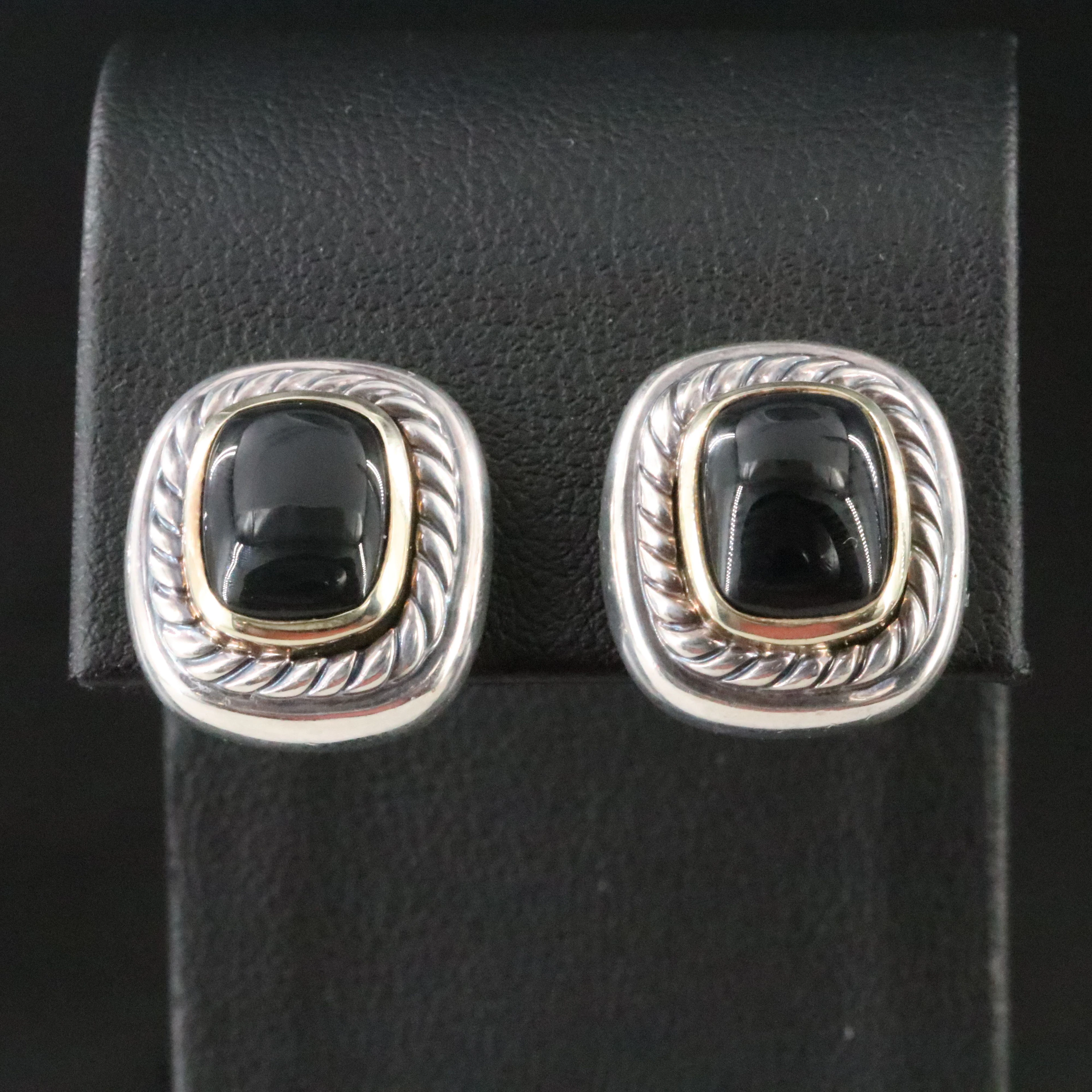 David Yurman Albion Sterling,14K and Black Onyx Earrings