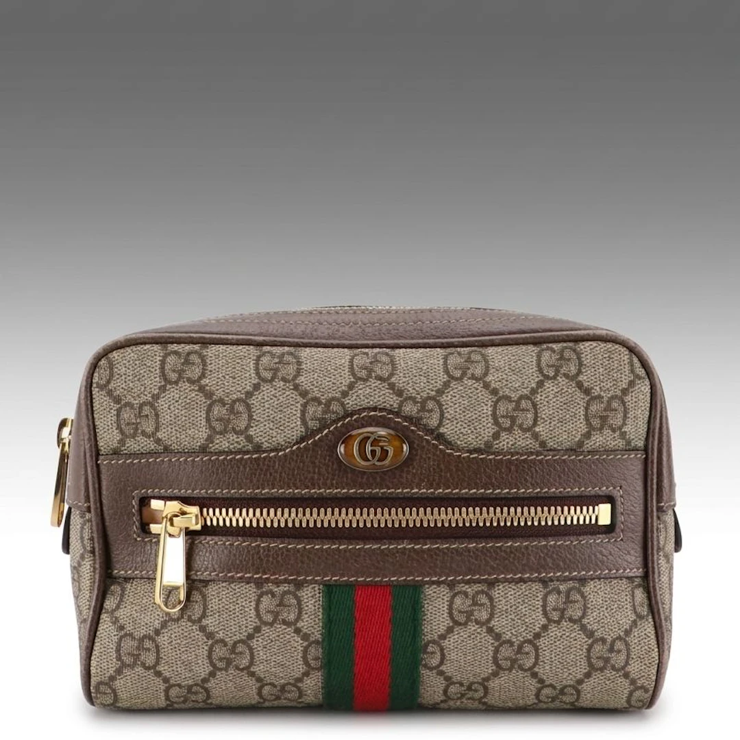 Gucci GG Supreme Canvas, Leather, and Web Stripe Ophidia Belt Bag