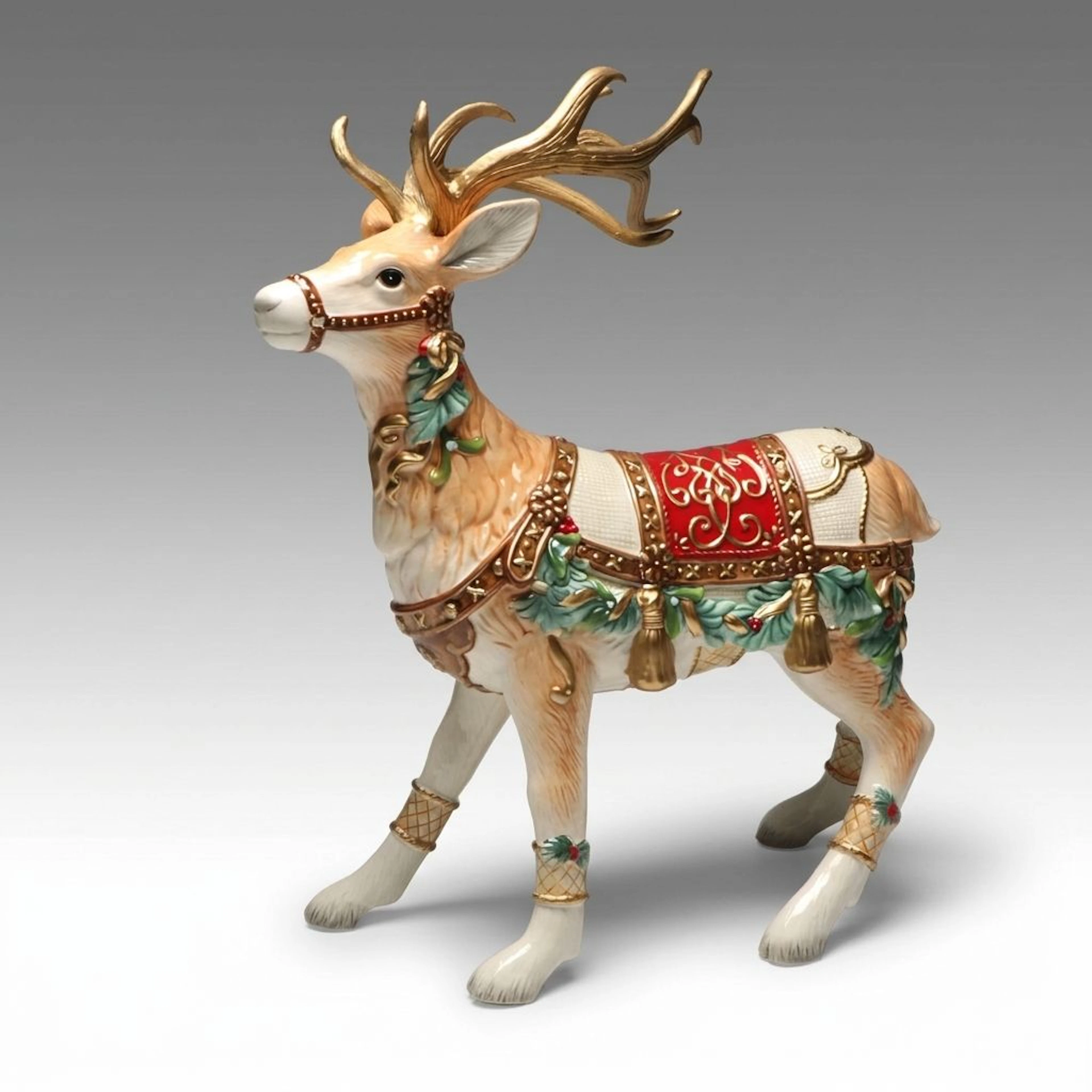 Fitz and Floyd "Yuletide Holiday" Ceramic Deer Figurine