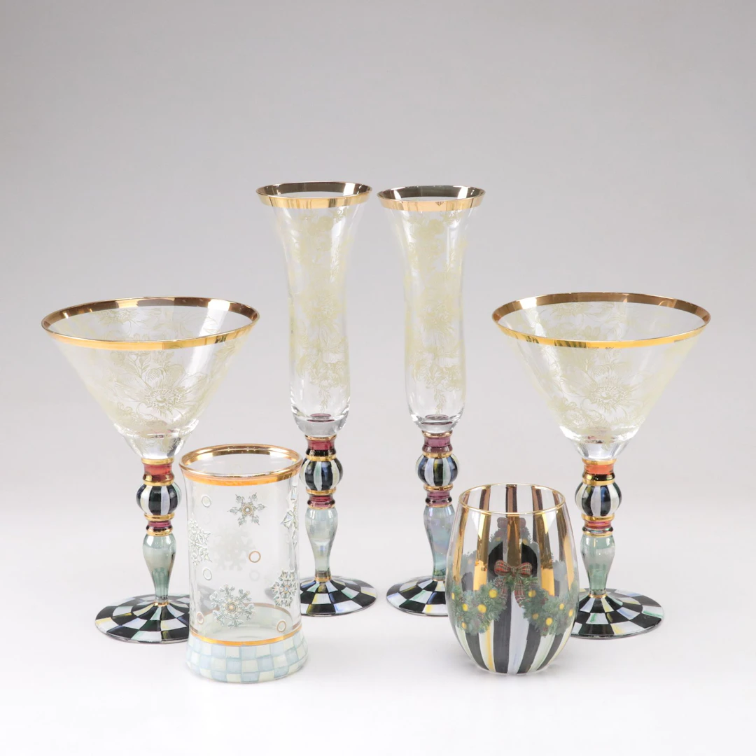 MacKenzie-Childs "Blooming" Martini, Champagne and Other Glasses
