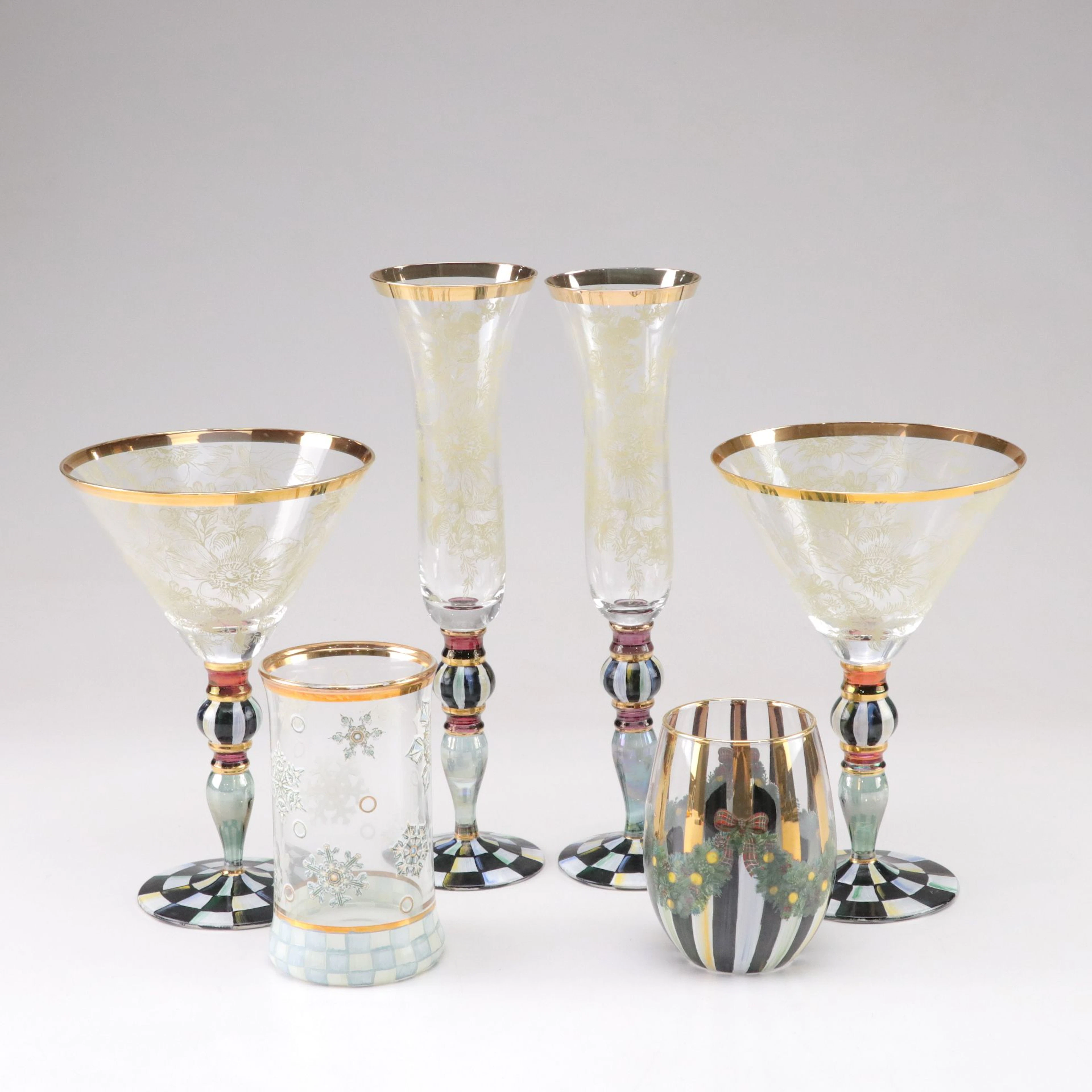 MacKenzie-Childs "Blooming" Martini, Champagne and Other Glasses