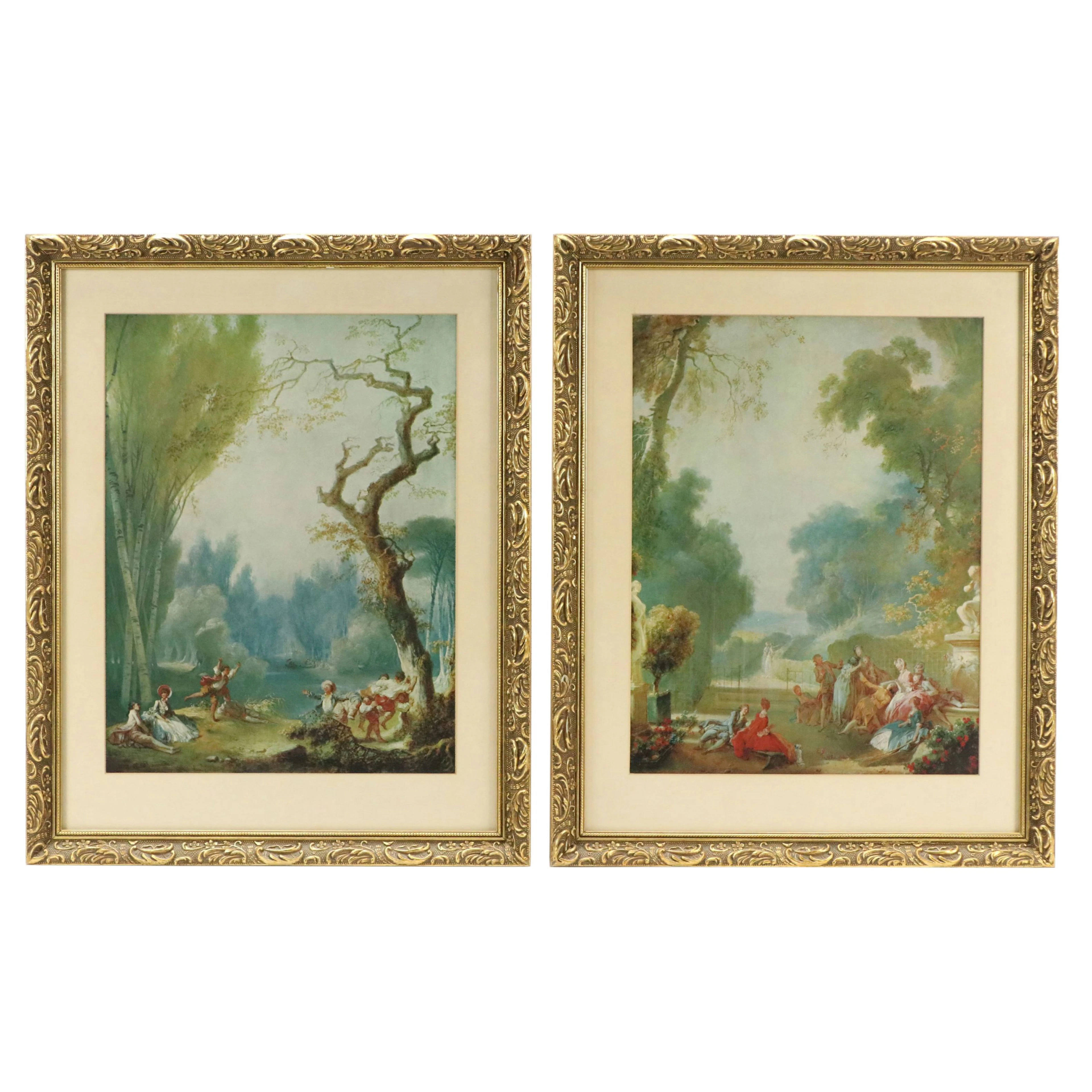 After Jean Honoré Fragonard Photomechanical Prints of Fête Galante Scenes