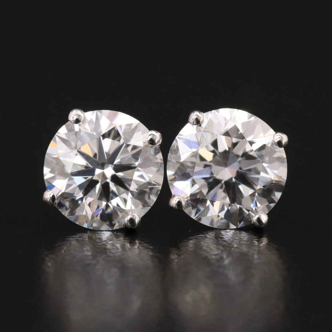 14K 3.00 CTW Lab Grown Diamond Solitaire Earrings with IGI Reports