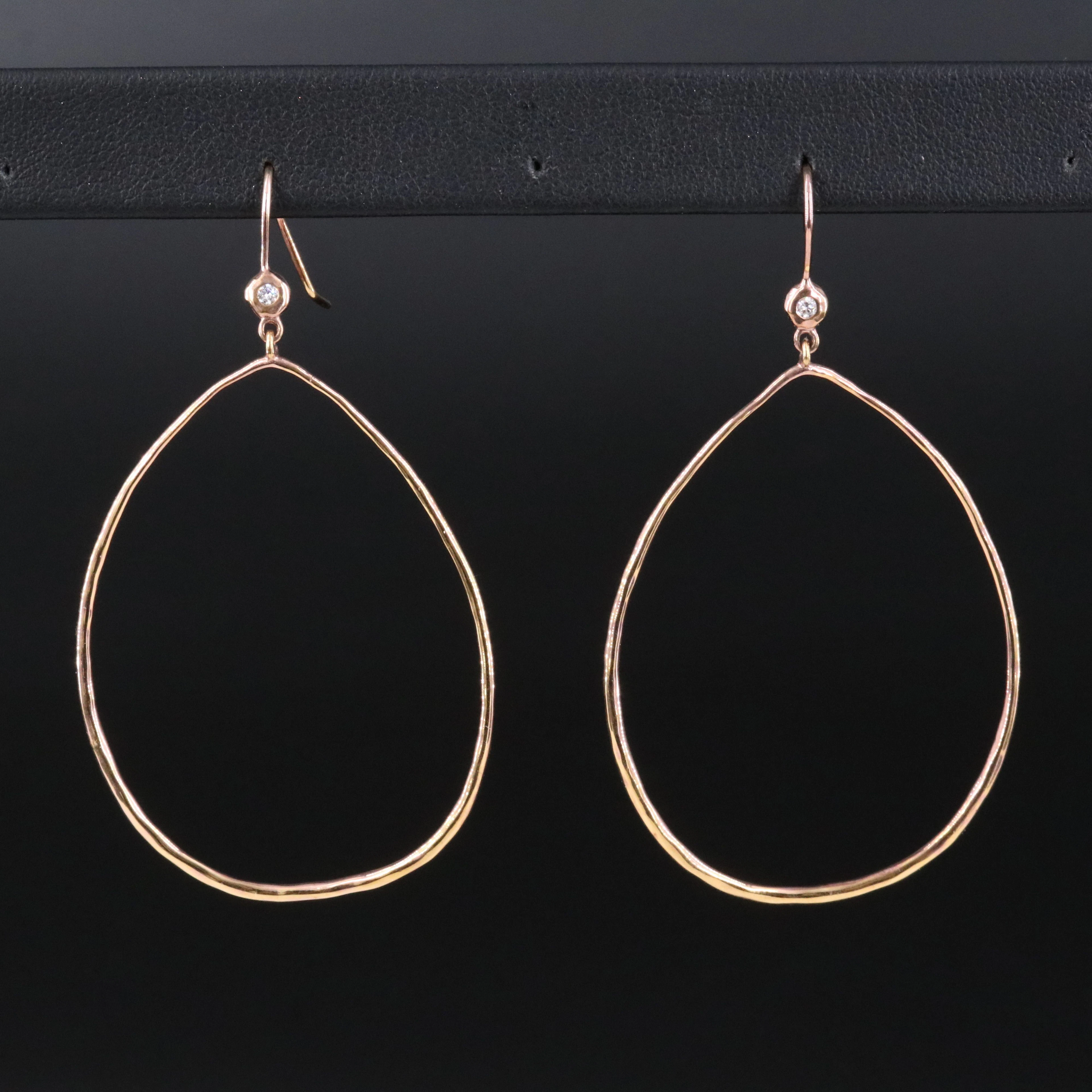 Ippolita Rosé Sterling and Diamond Hammered Teardrop Earrings