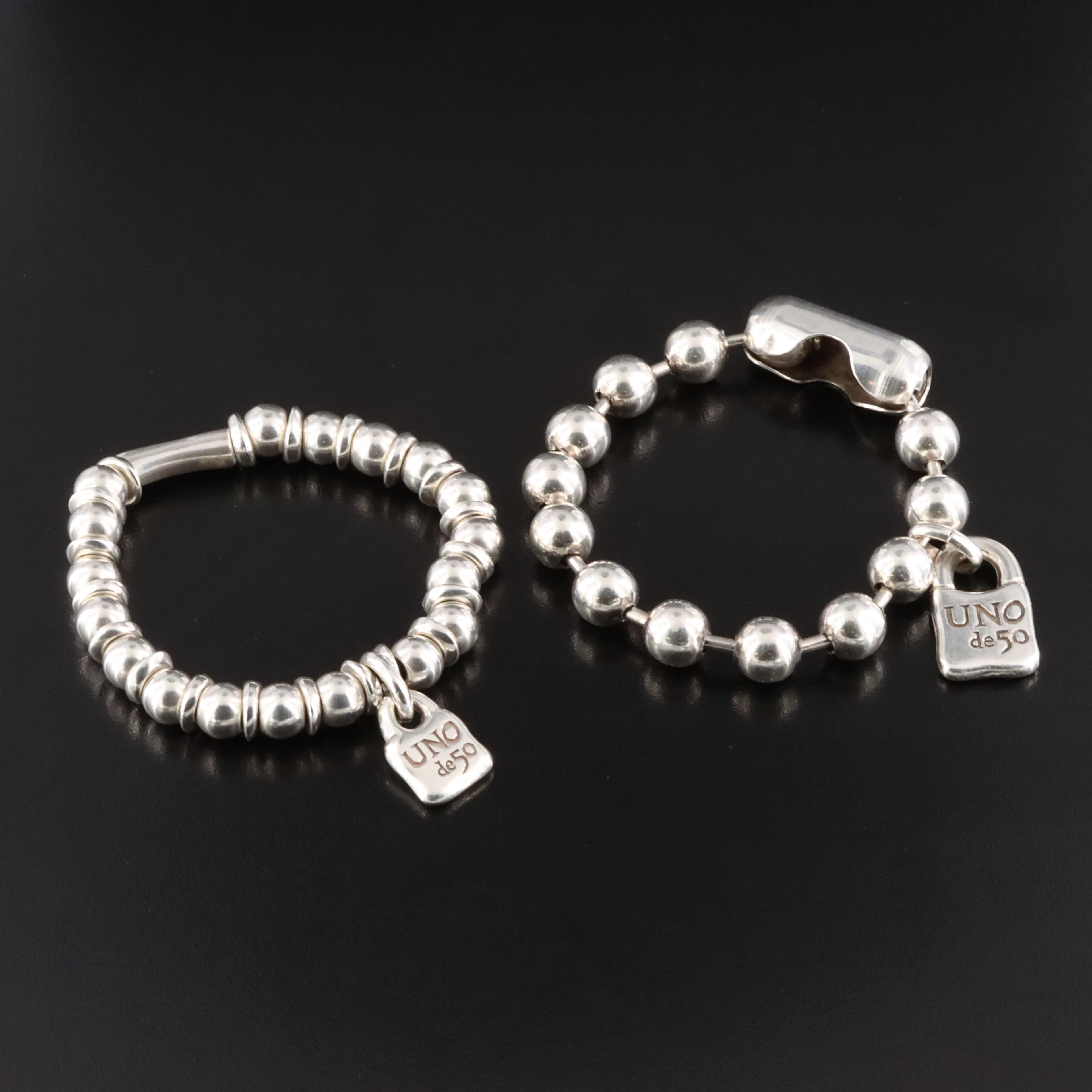 Uno de 50 Beadline and Expandable Bracelets with Padlock Charms