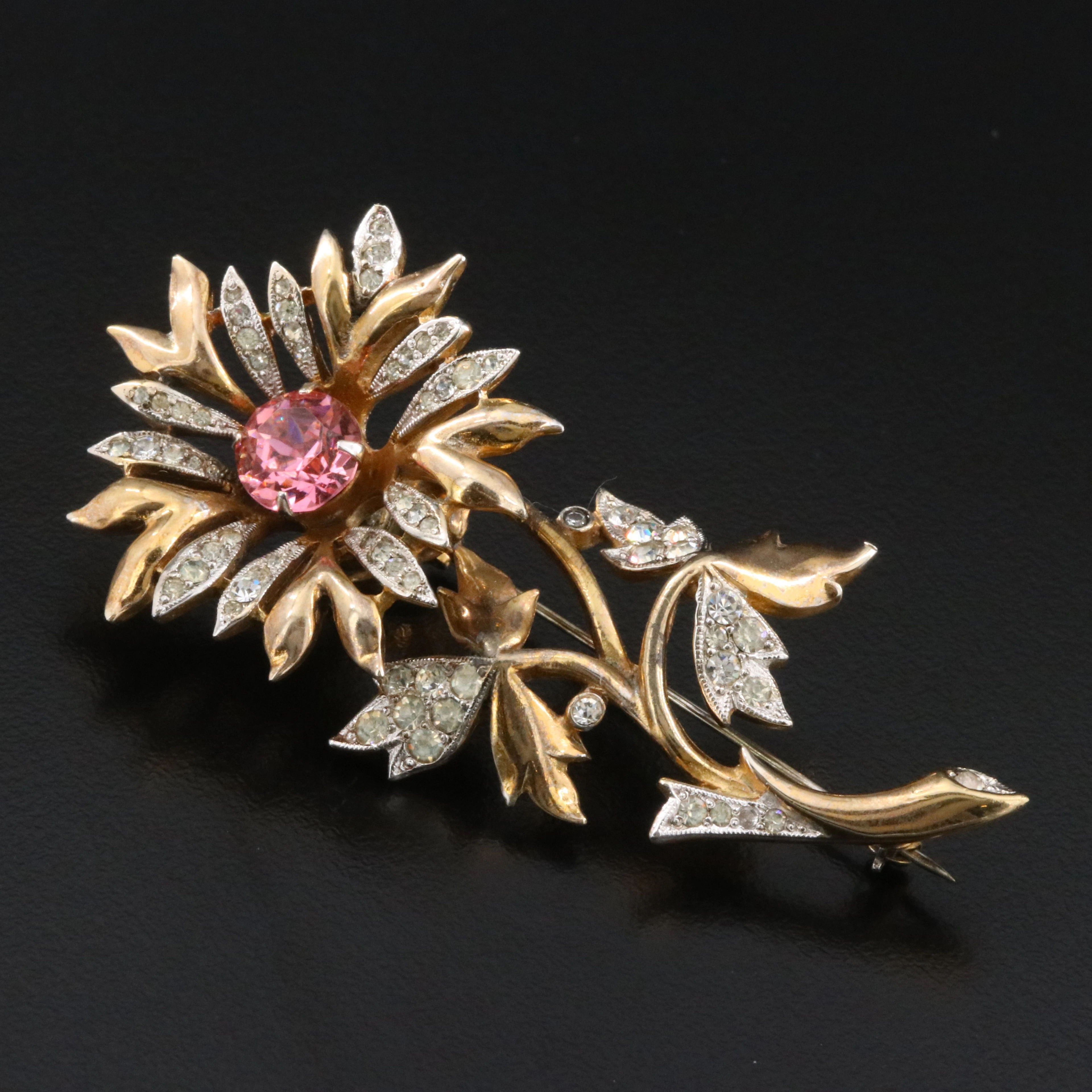 Christian Dior by Michel Maer Mid-Century Crystal Flower Brooch