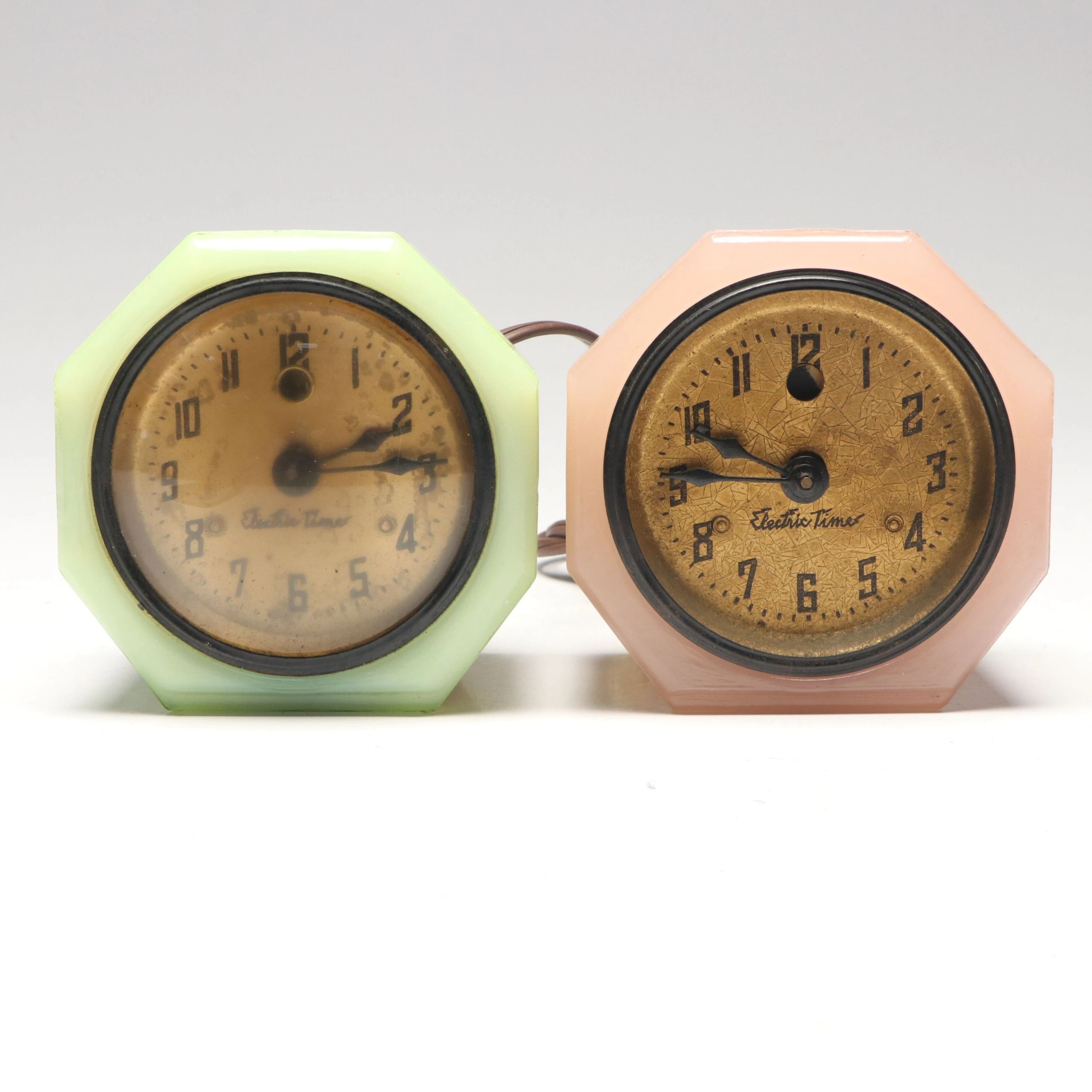 Cadillac Electric-Time Uranium Glass and Other Pressed Glass Clock, Circa 1930s