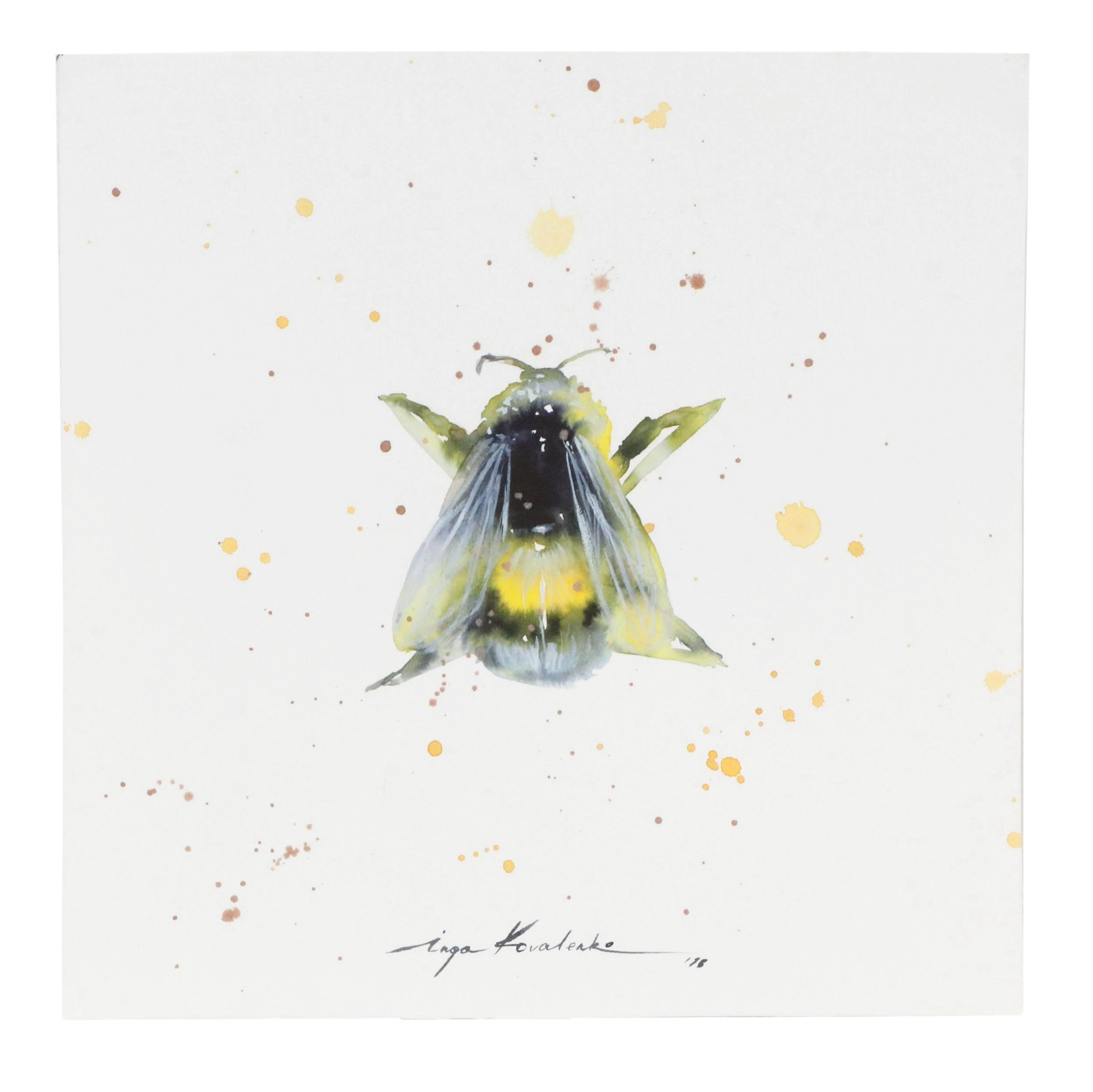 Inga Kovalenko Watercolor Painting of Bumblebee, 2026