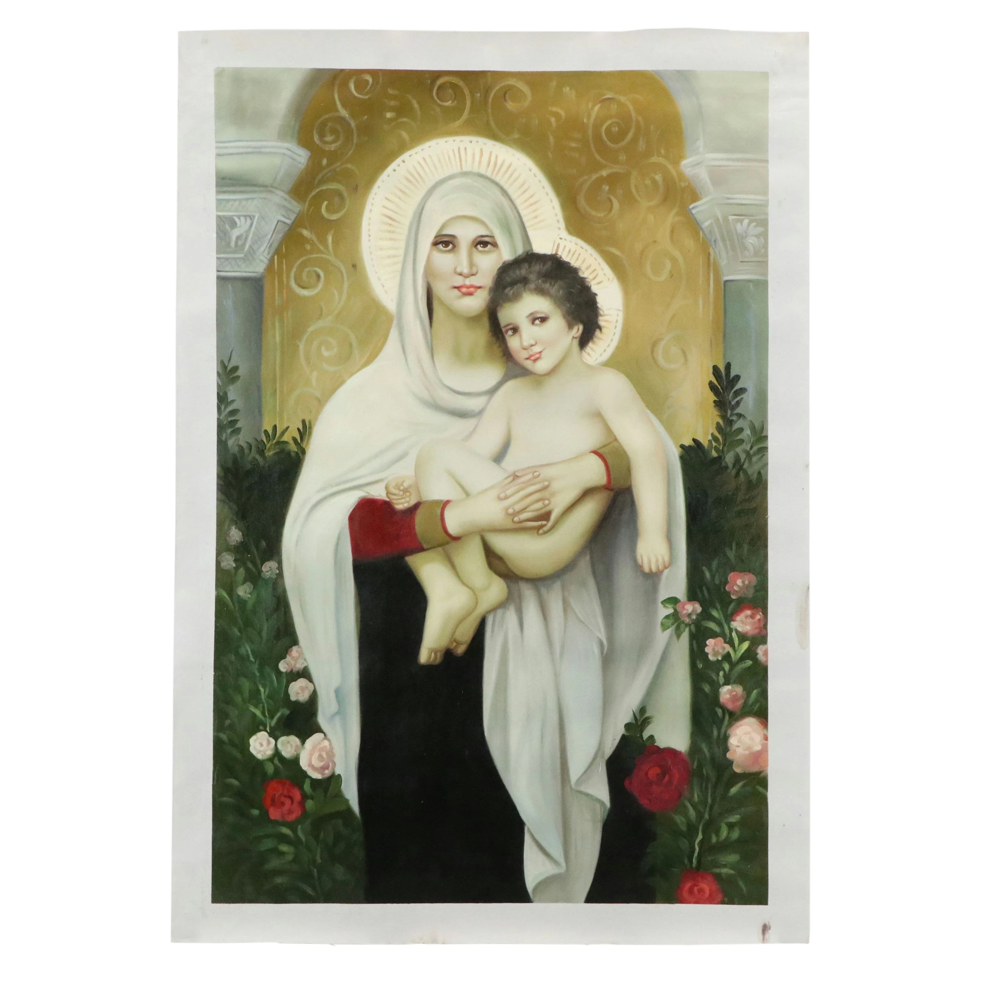 After William-Adolphe Bouguereau "The Madonna of the Roses"