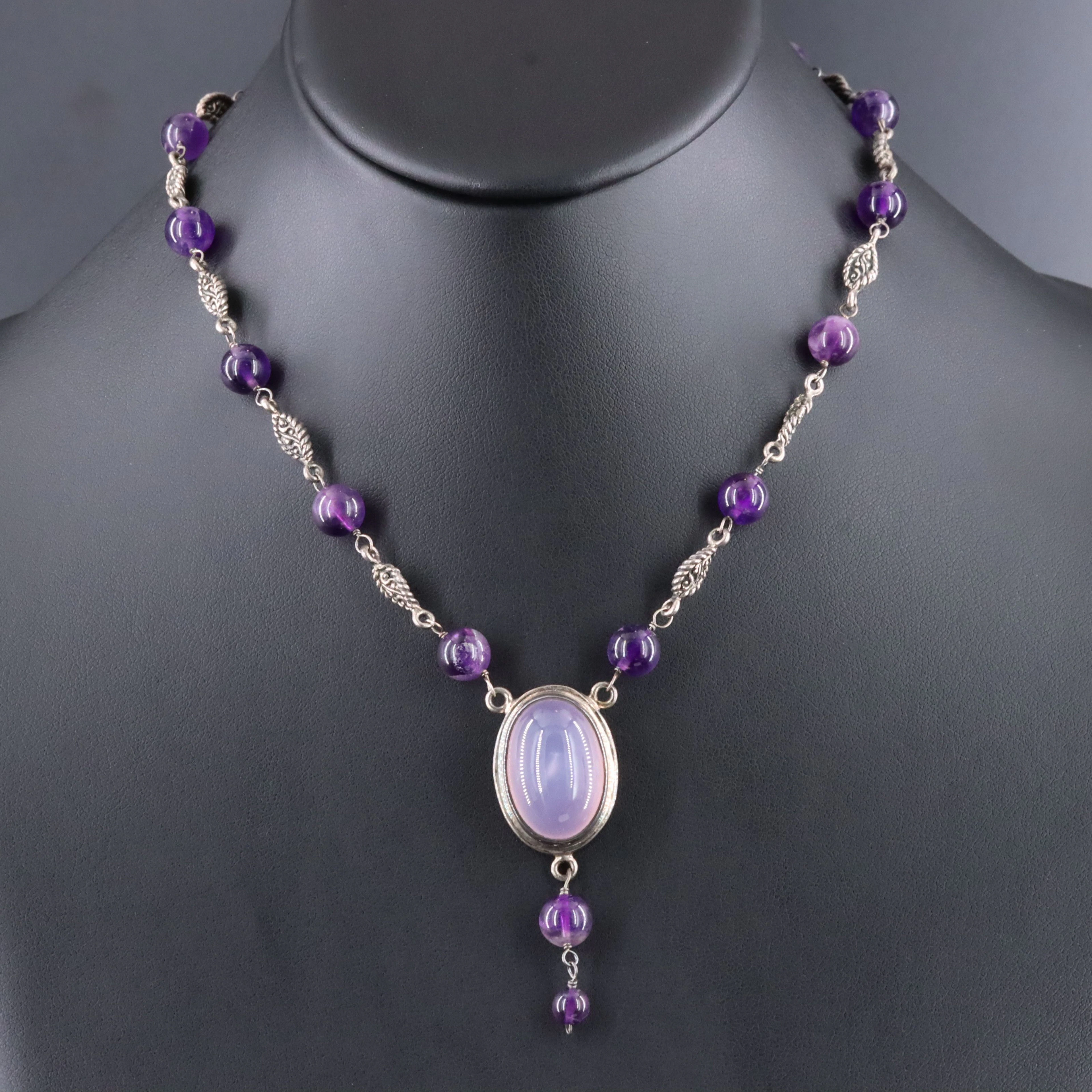 Sterling Amethyst and Chalcedony Necklace