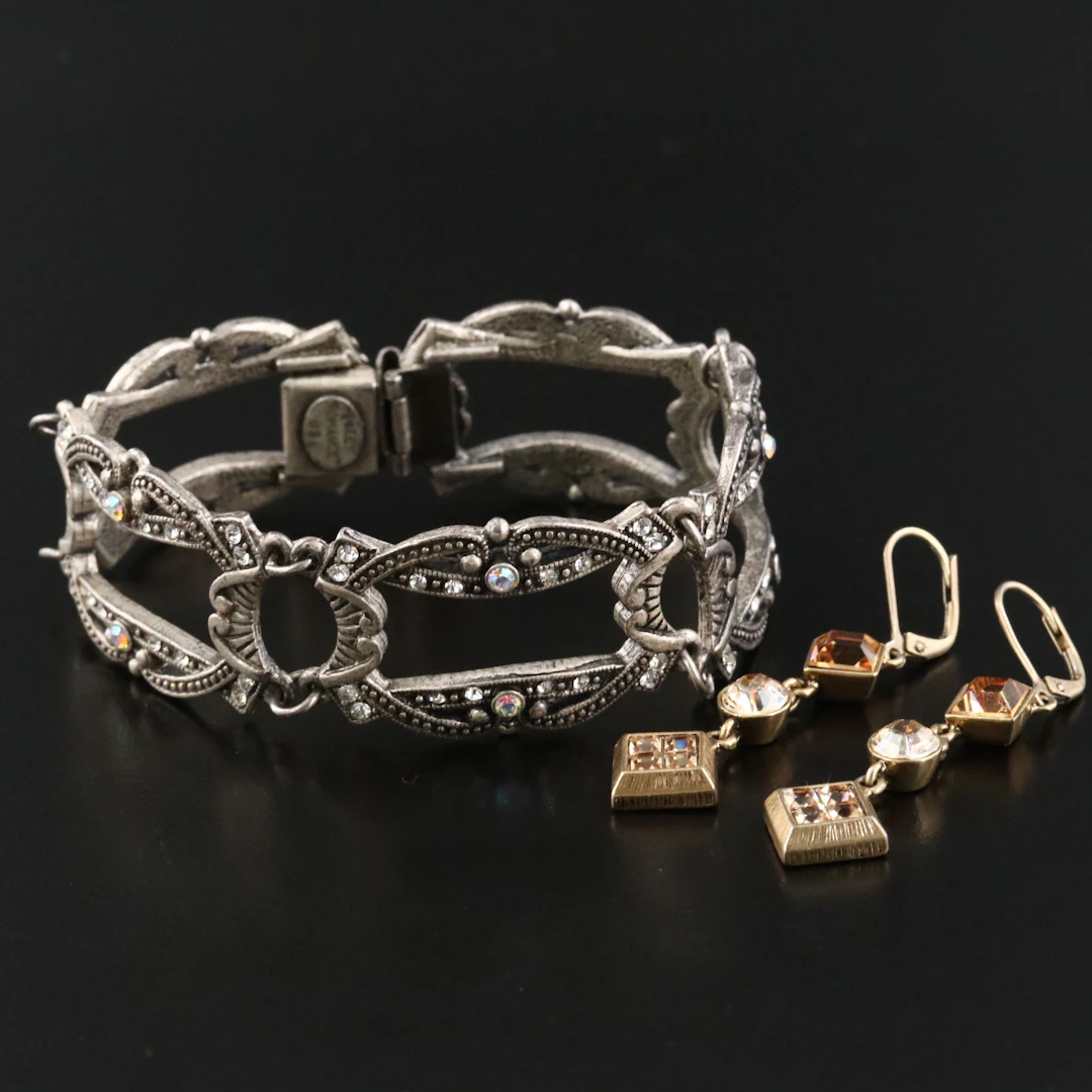 Givenchy Crystal Drop Earrings and Sweet Romance Ornate Bracelet