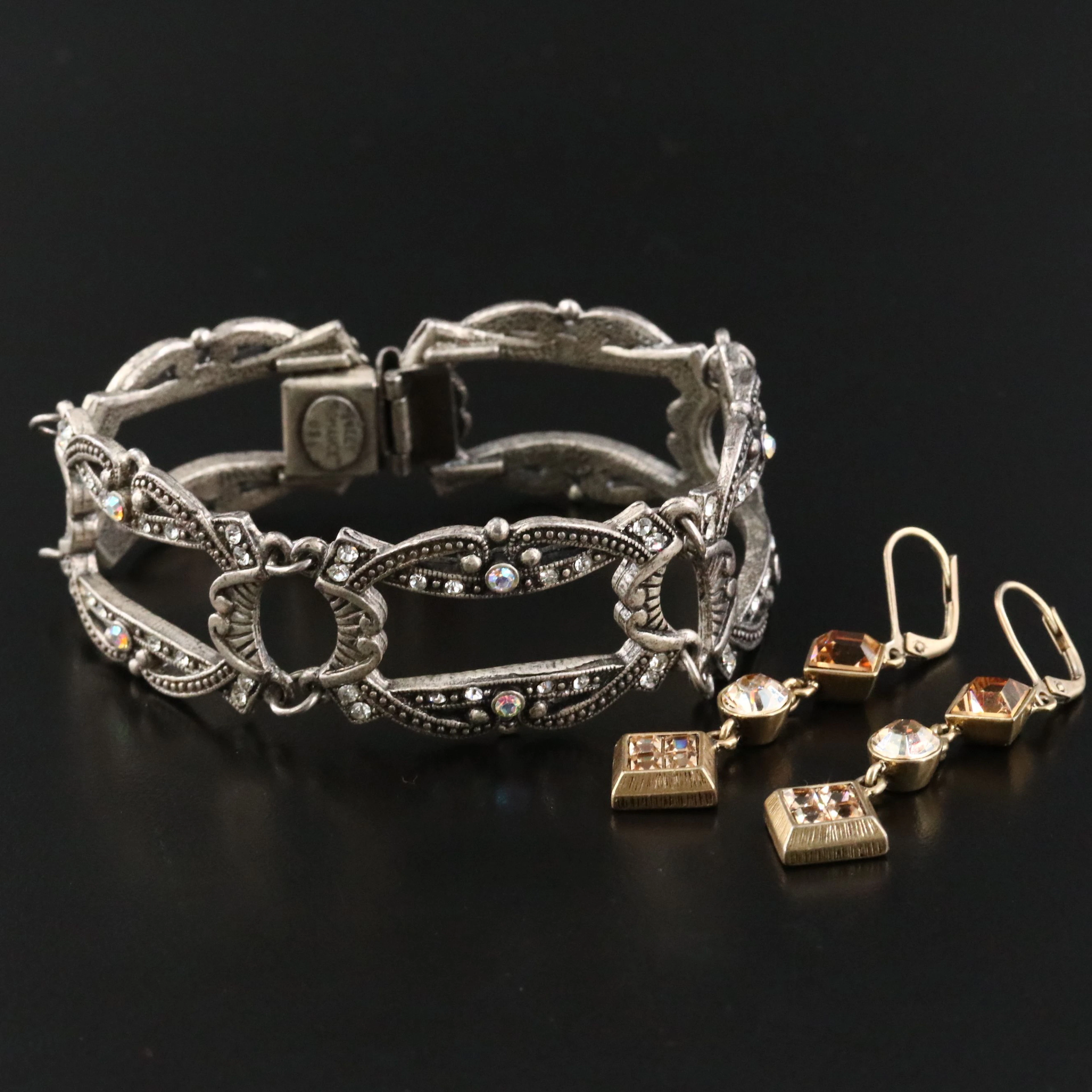 Givenchy Crystal Drop Earrings and Sweet Romance Ornate Bracelet