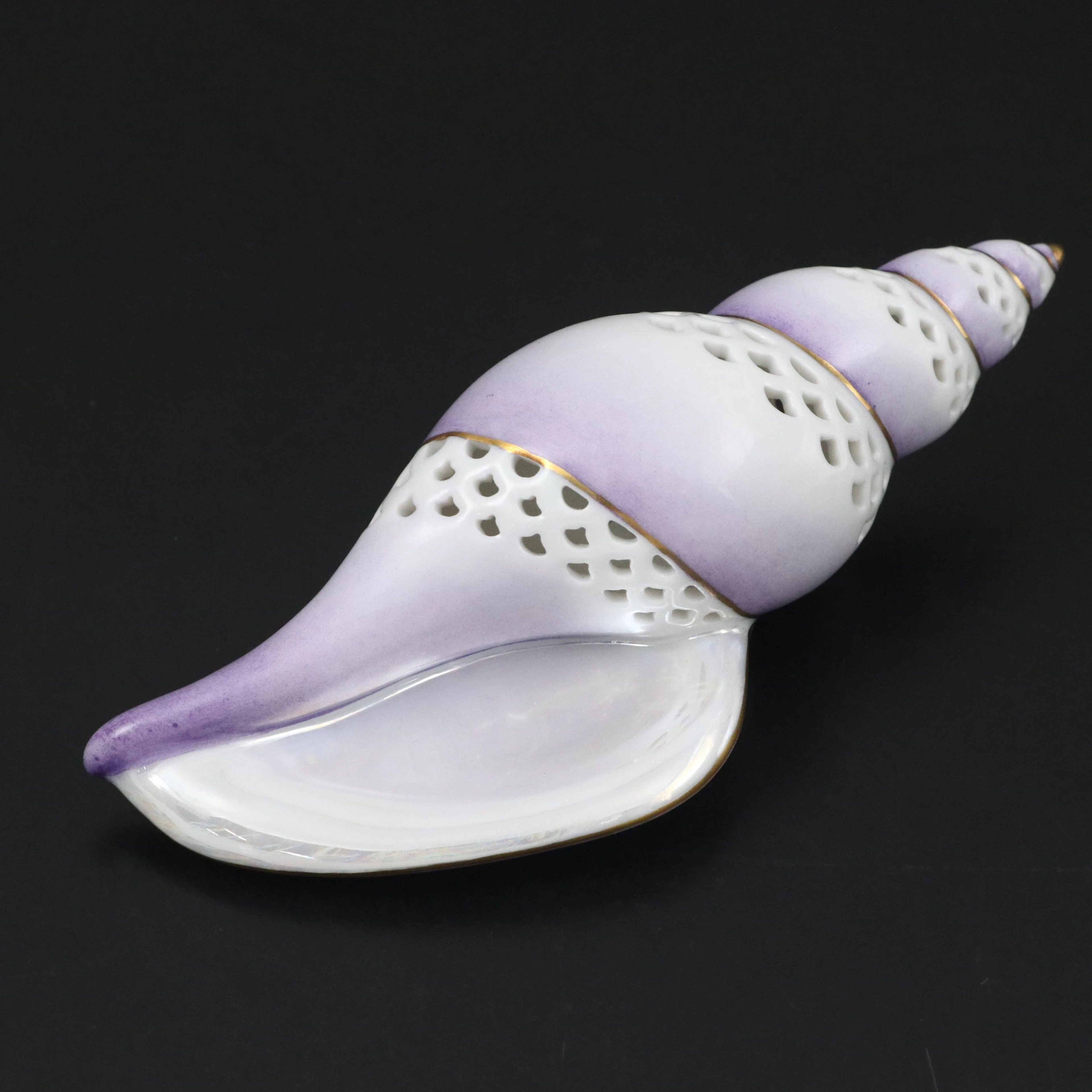 Herend Lavender "Sea Snail" Openwork Porcelain Figurine