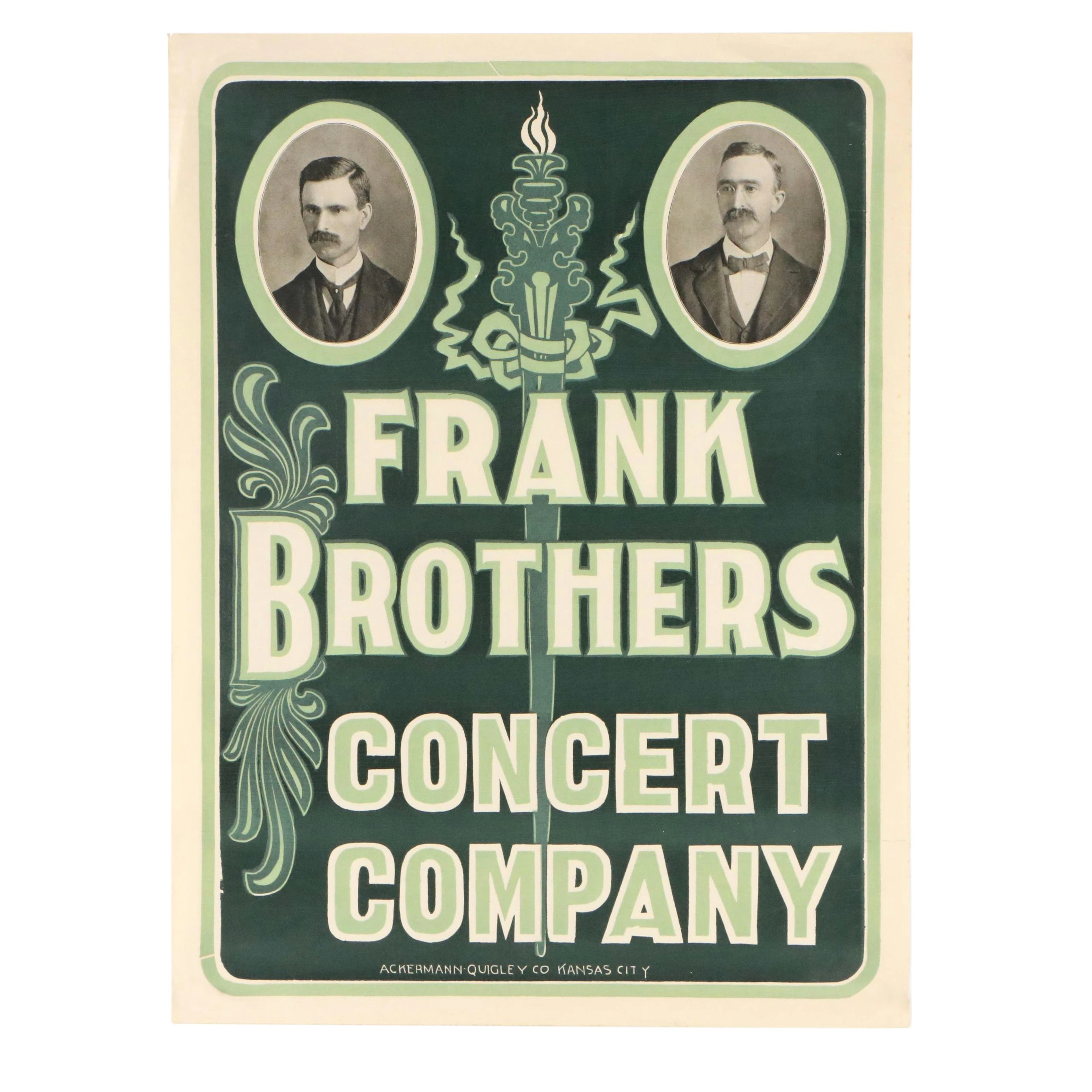 "Frank Brothers Concert Company" Block Printed Poster, circa 1895