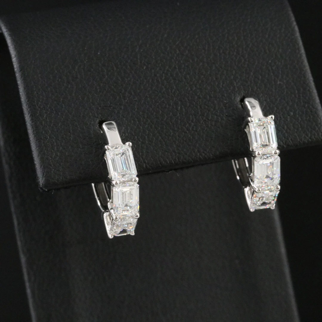 Platinum 2.28 CTW Diamond Huggie Hoop Earrings with GIA Reports