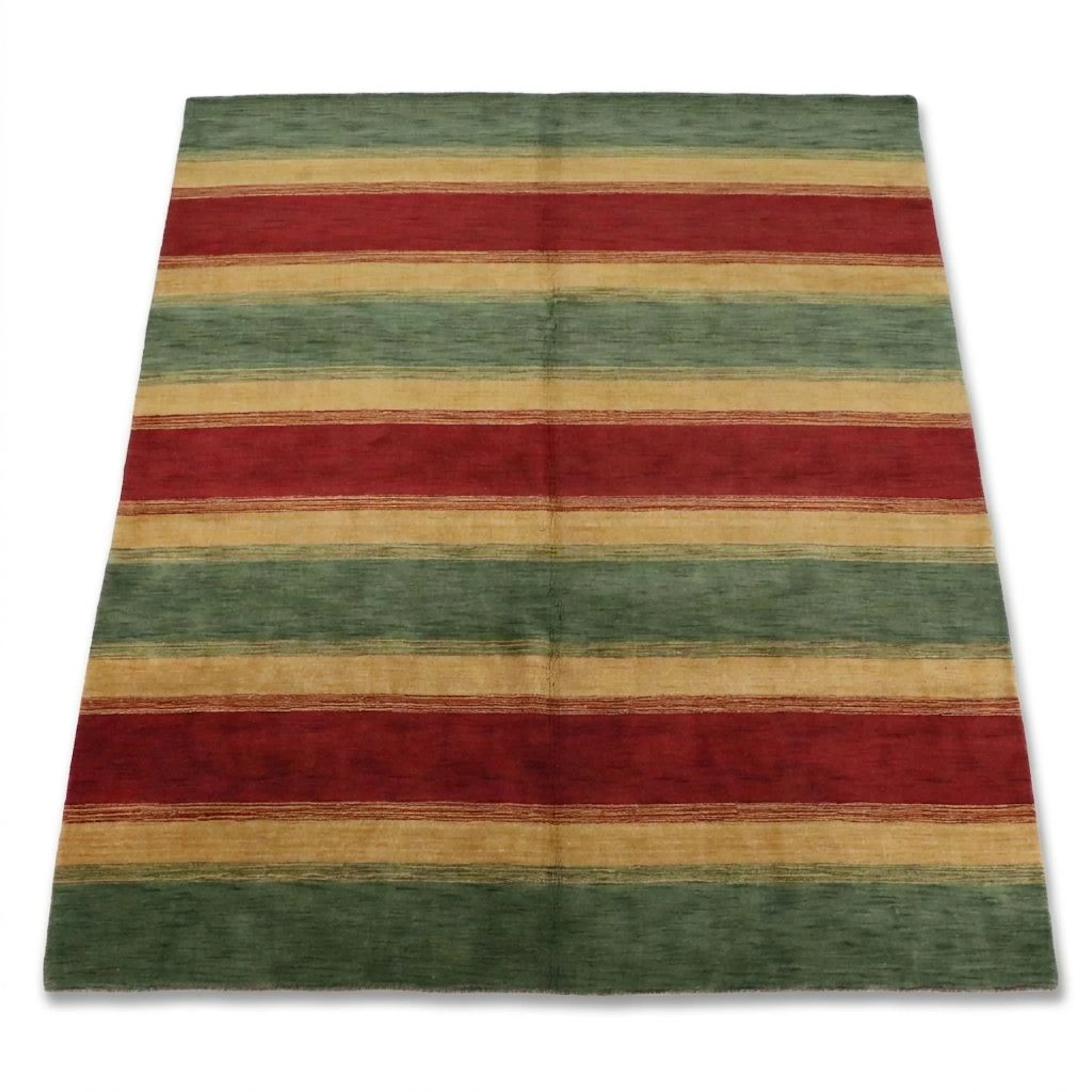 8'4 x 10'4 Hand-Knotted Tibetan Colored Stripes Area Rug