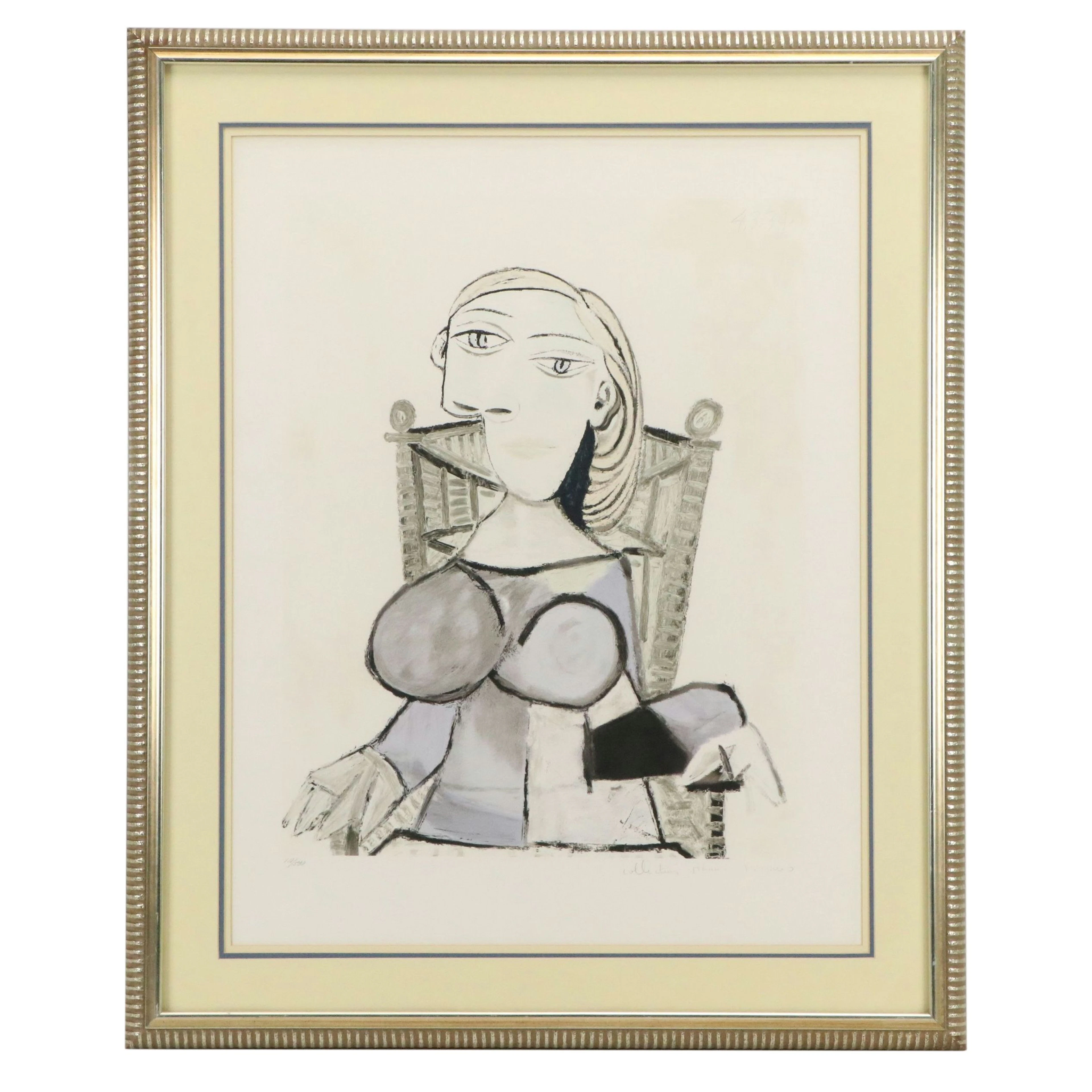 Lithograph After Pablo Picasso "Femme Blonde Au Fauteuil D'Osier"