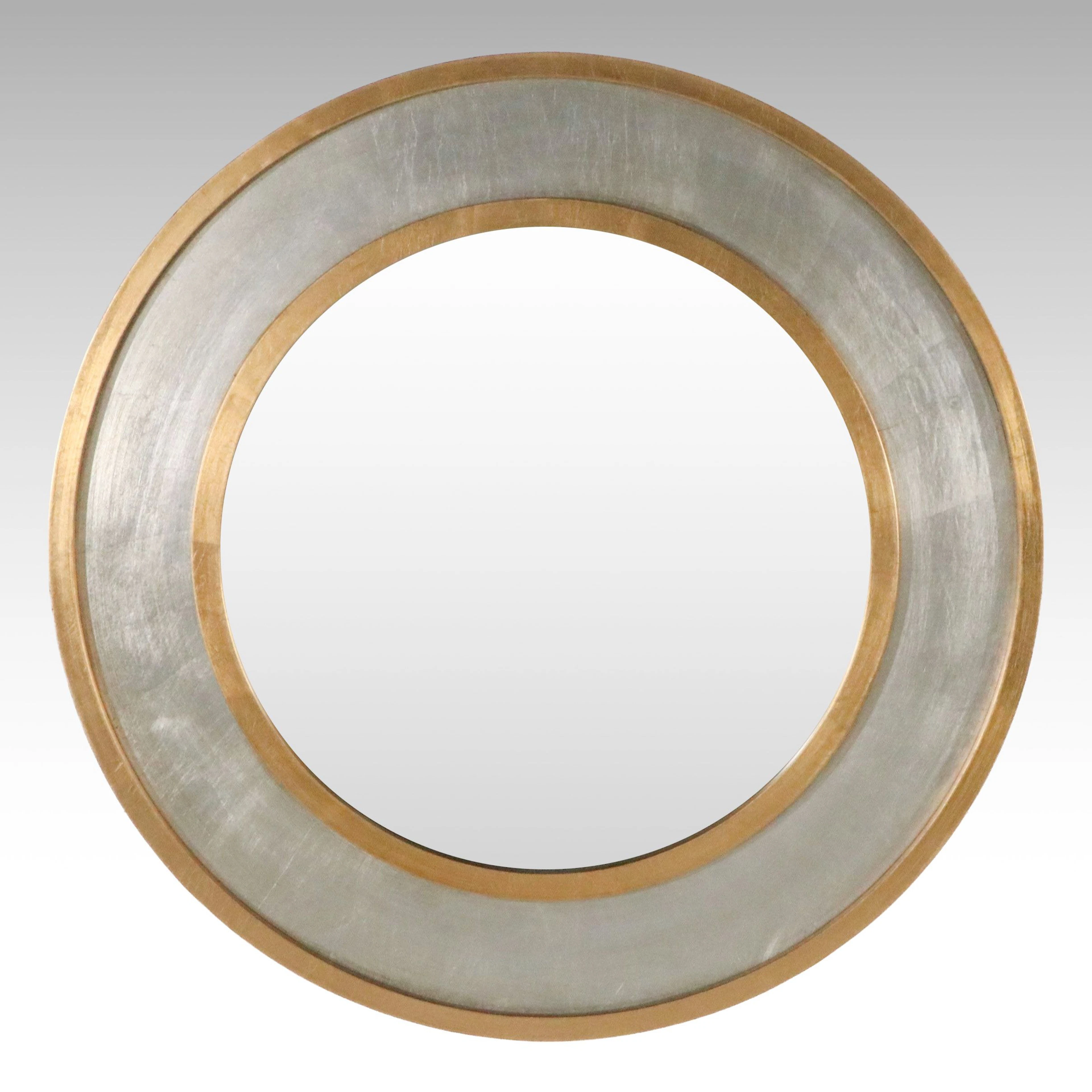 Contemporary Brushed Gold and Silver Finish Wall Mirror