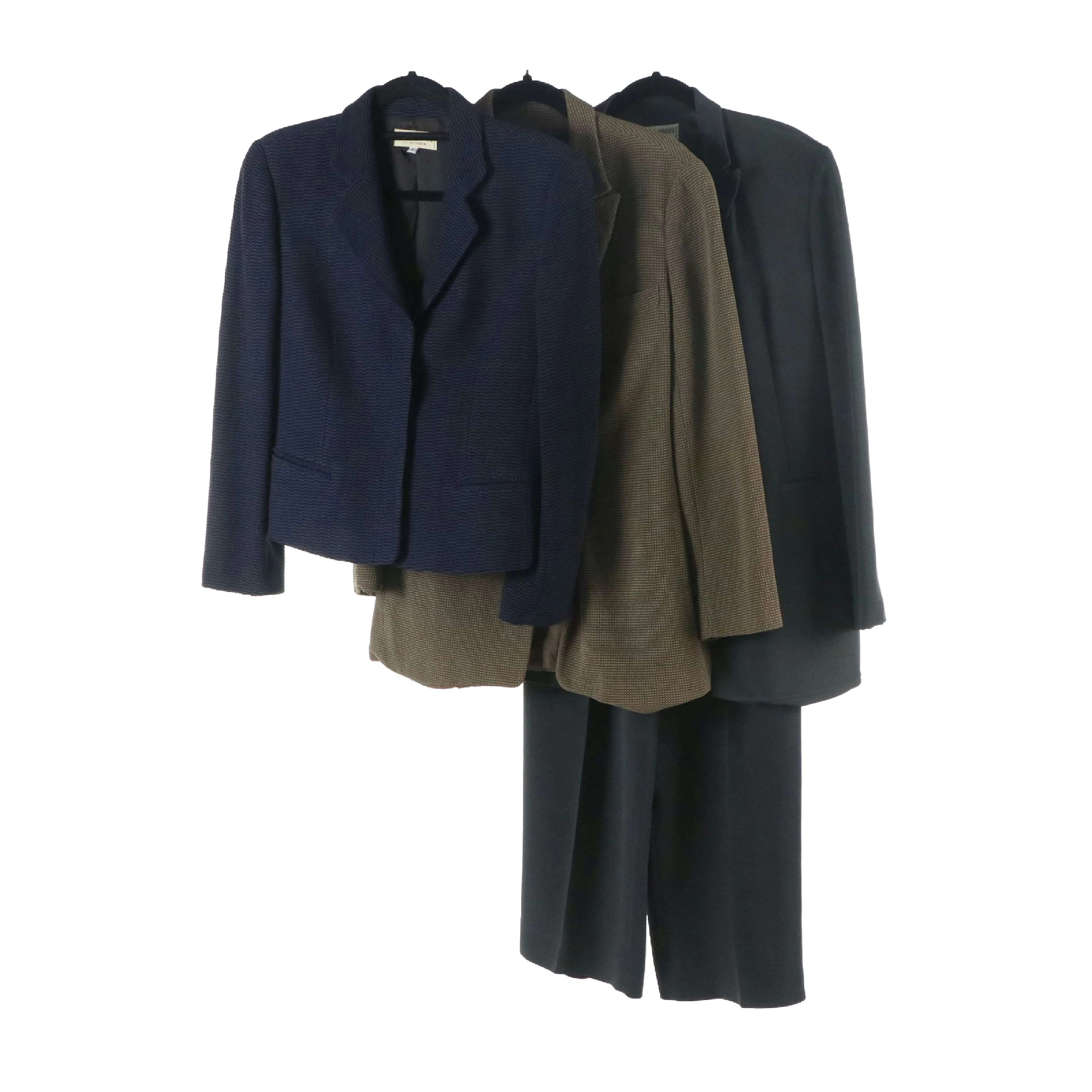 Giorgio Armani Silk Two-Piece Suit with Blue Wool & Cotton Blazers