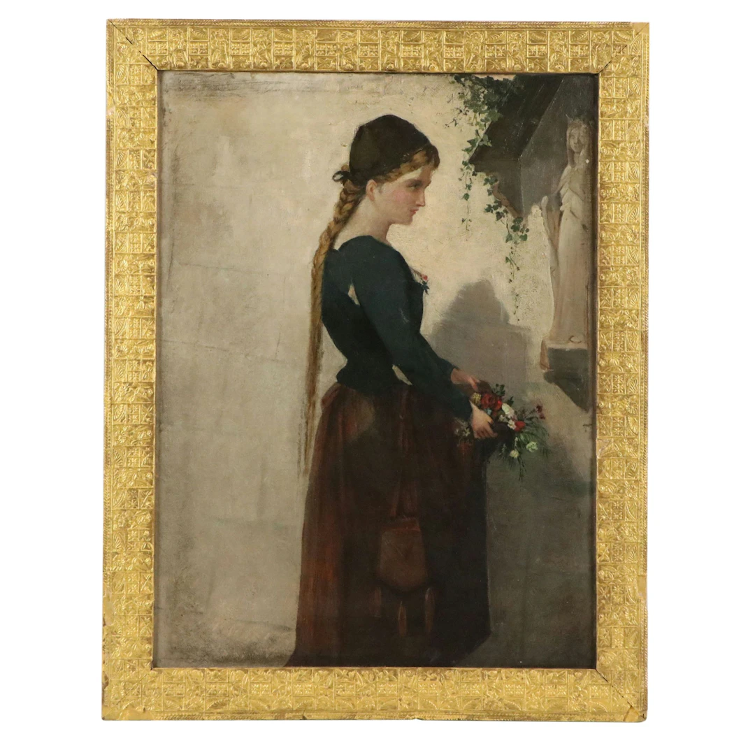 European School Oil Painting After Jean-Baptiste Bertrand "At The Shrine"