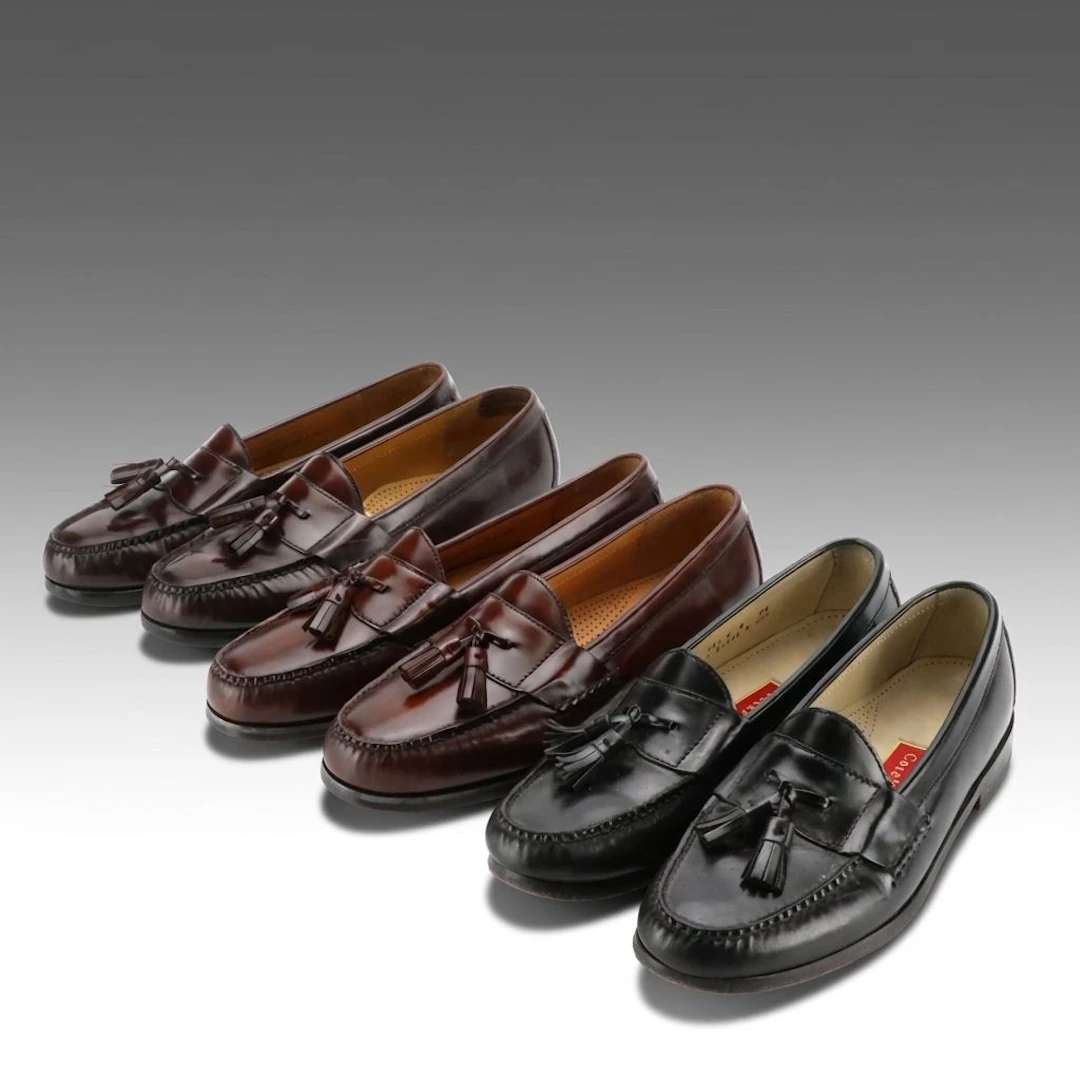 Men's Cole Haan Pinch Tassel Loafers in Black/Mahogany Leather with Boxes