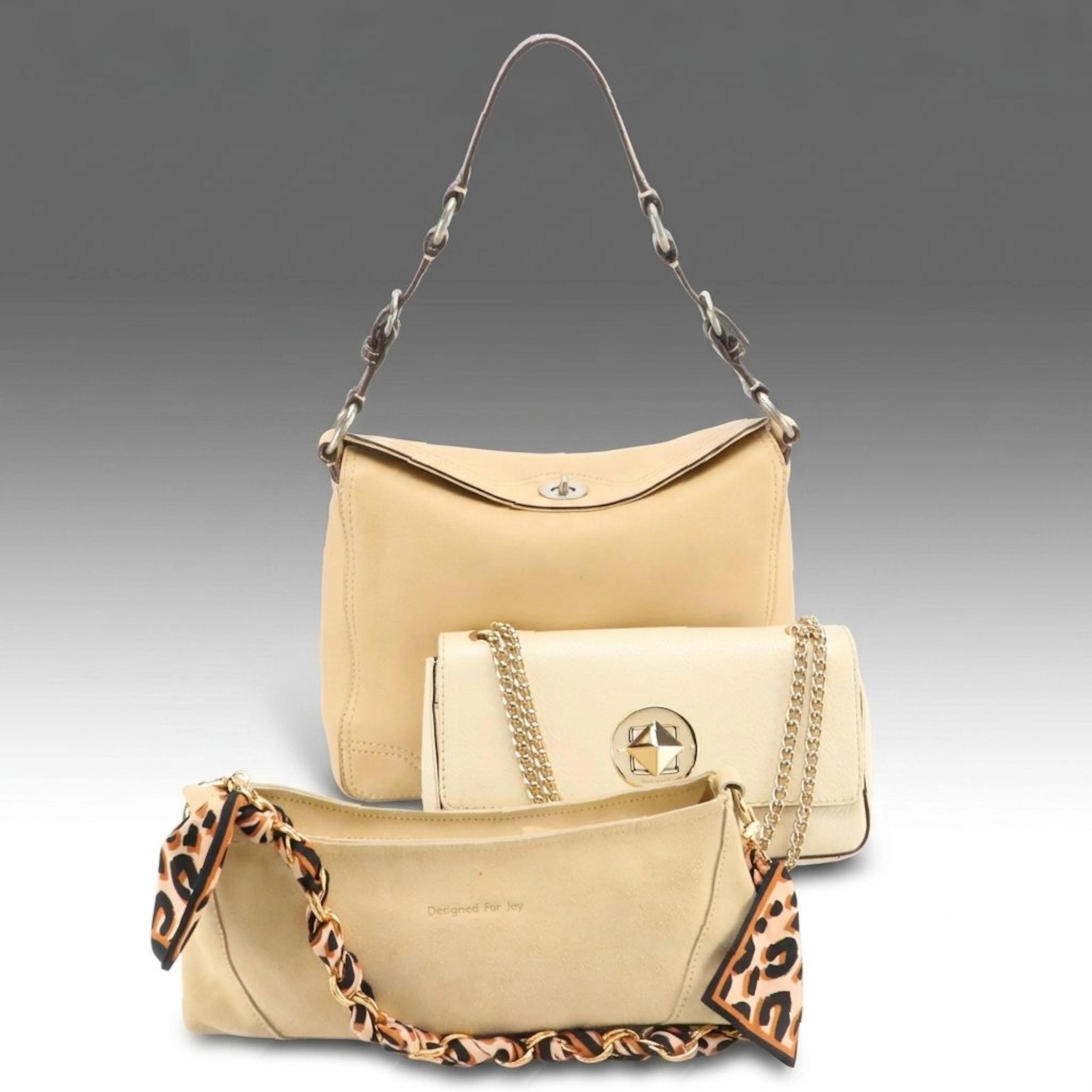 Coach, Kate Spade, and Other Shoulder Bags in Cream Leather and Suede