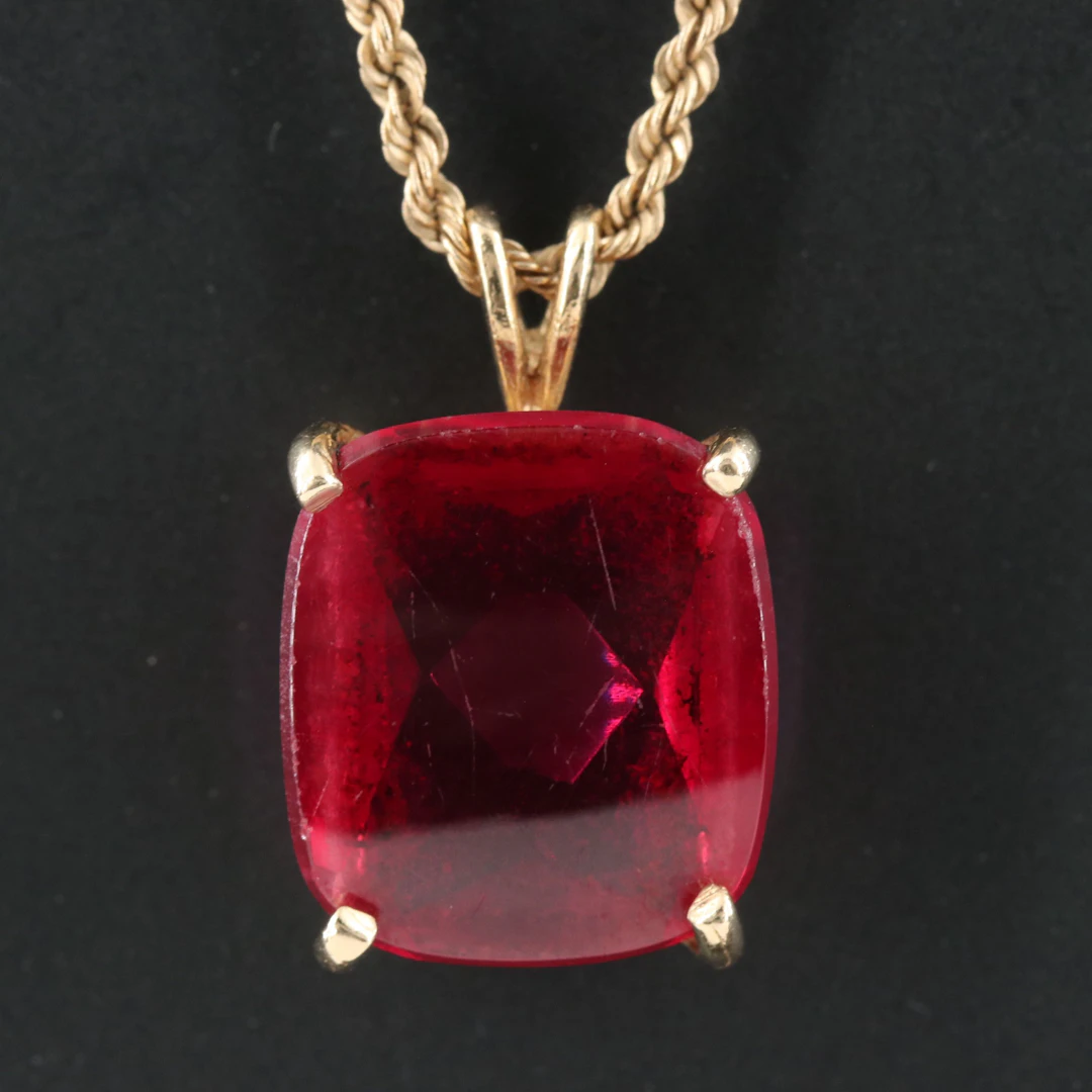 14K Ruby Pendant Necklace