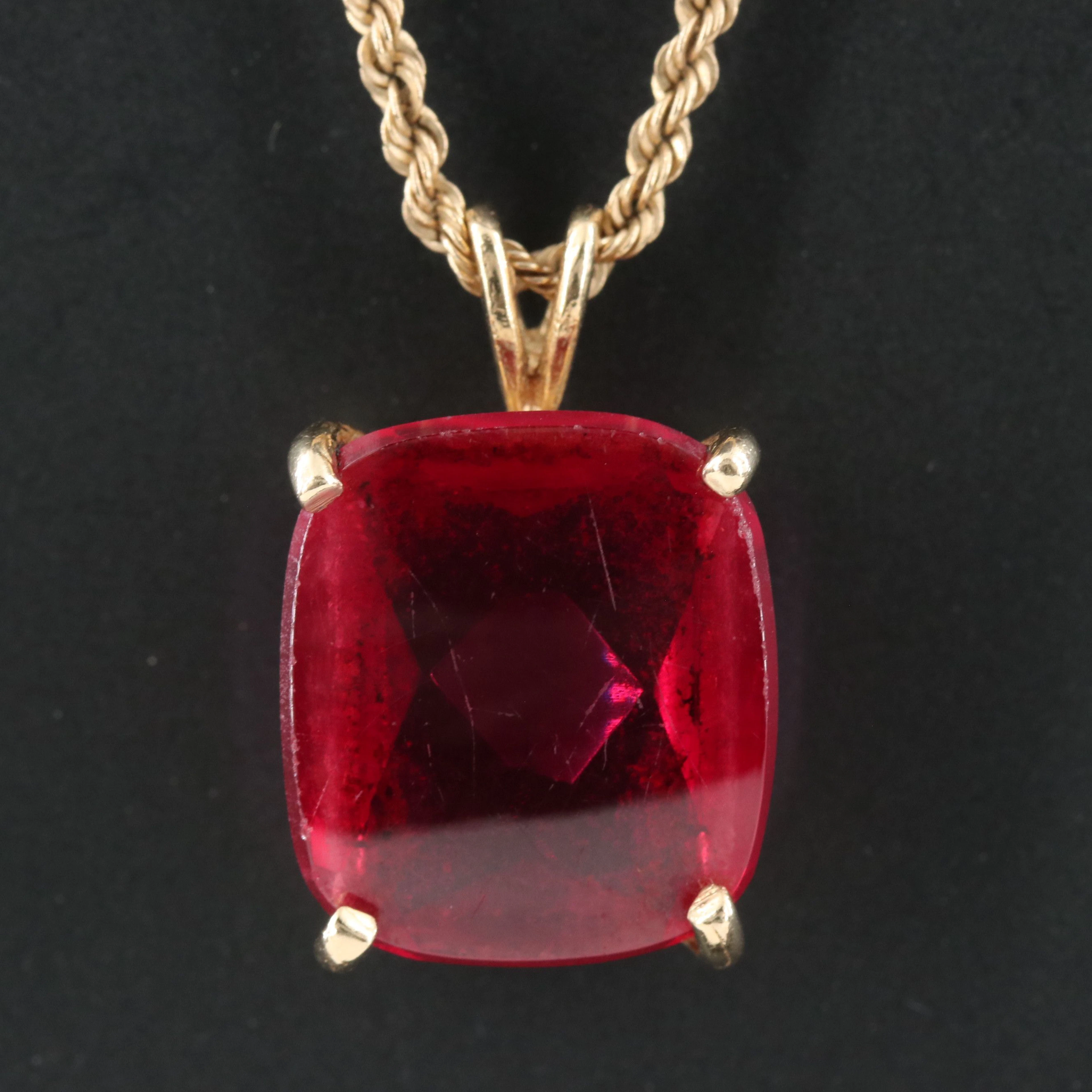 14K Ruby Pendant Necklace