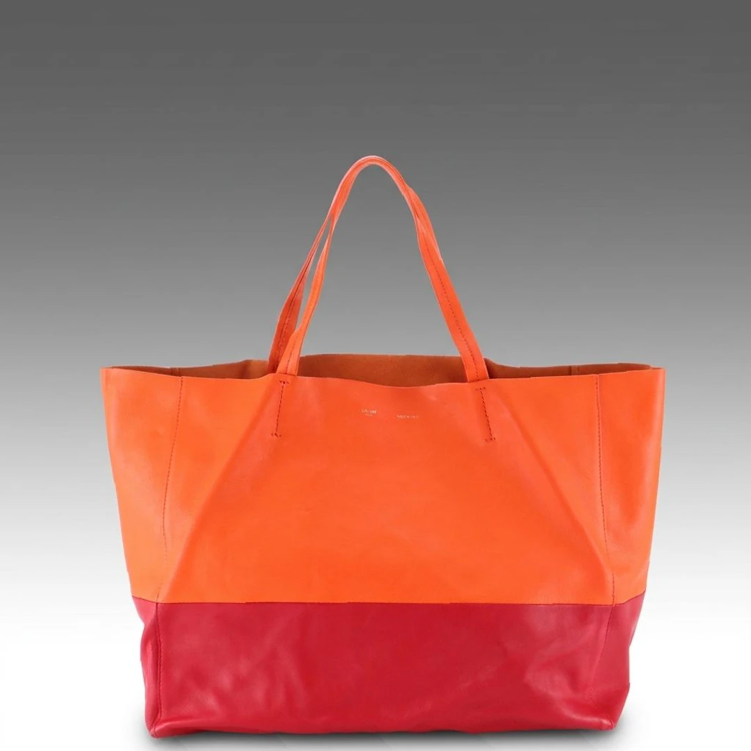 Céline Horizontal Cabas Tote Bag in Bicolor Lambskin Leather