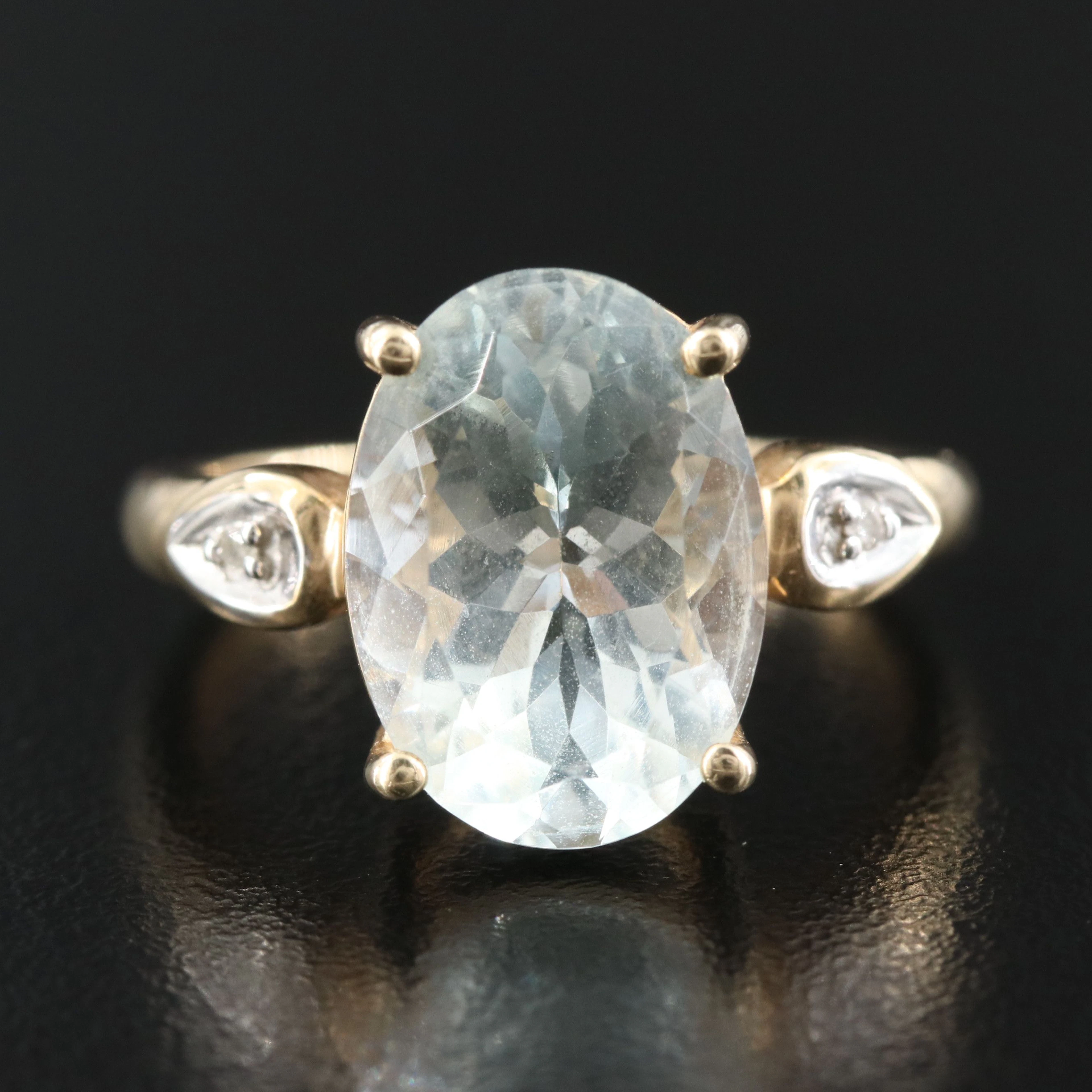 14K 5.47 CT Aquamarine and Diamond Ring