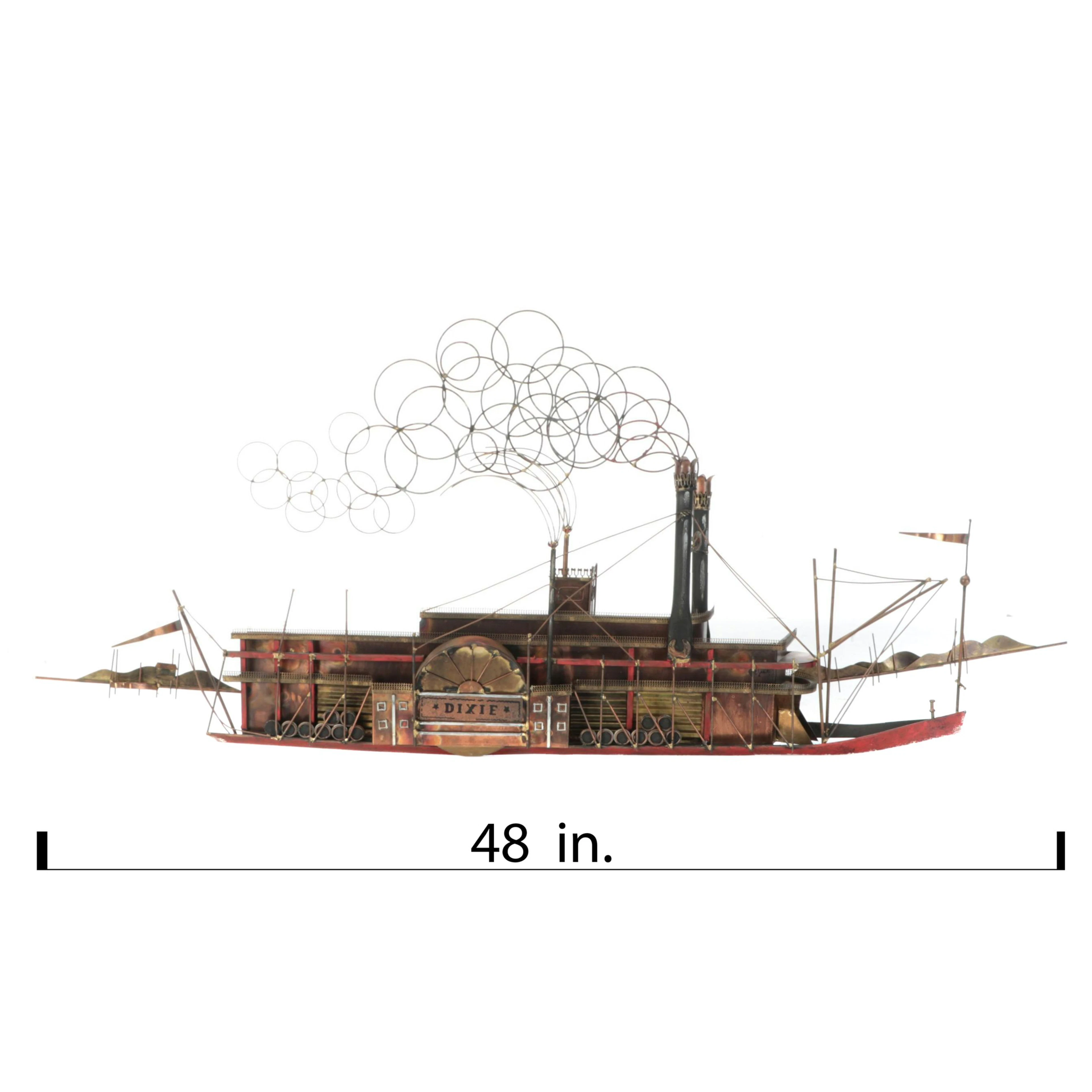 Curtis Jeré Signed Brutalist Style "Dixie" Steamboat Metal Wall Sculpture